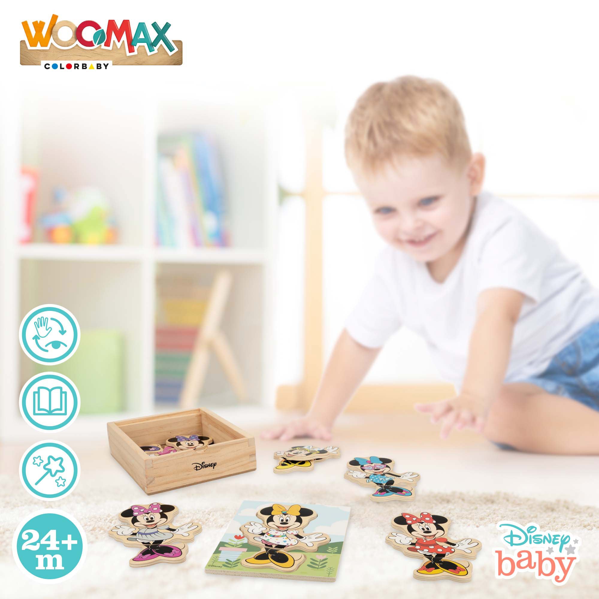 WOOMAX Disney Puzzle de madera Minnie con traje