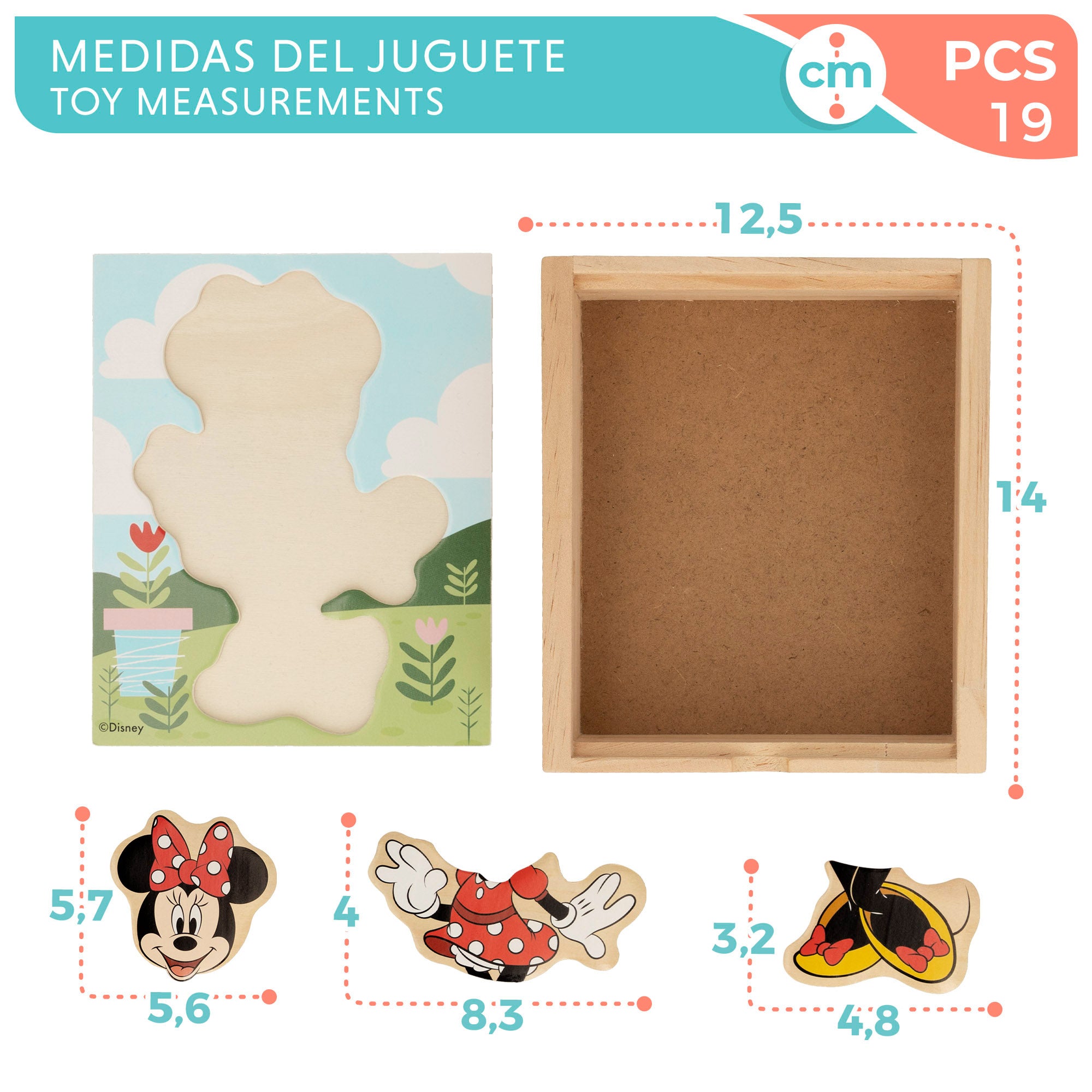 WOOMAX Disney Puzzle de madera Minnie con traje