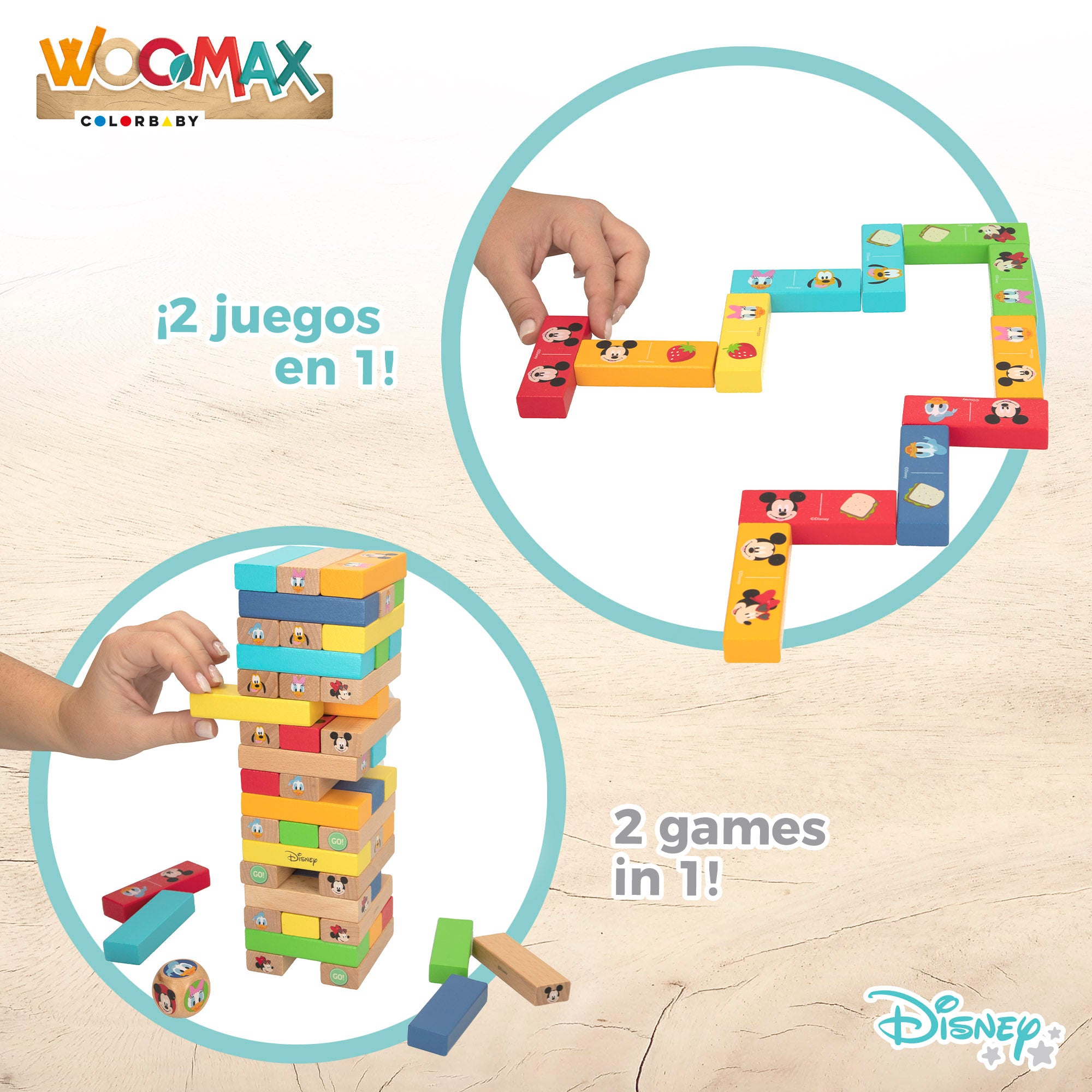 Conjunto de blocos de empilhar em madeira WOOMAX Disney