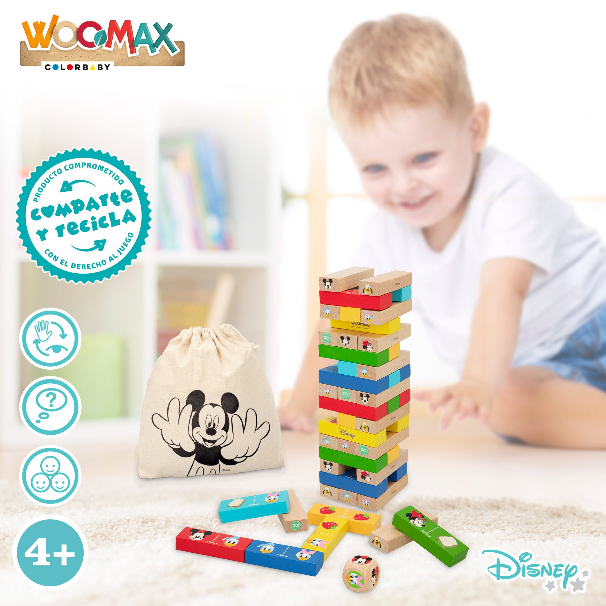 Conjunto de blocos de empilhar em madeira WOOMAX Disney