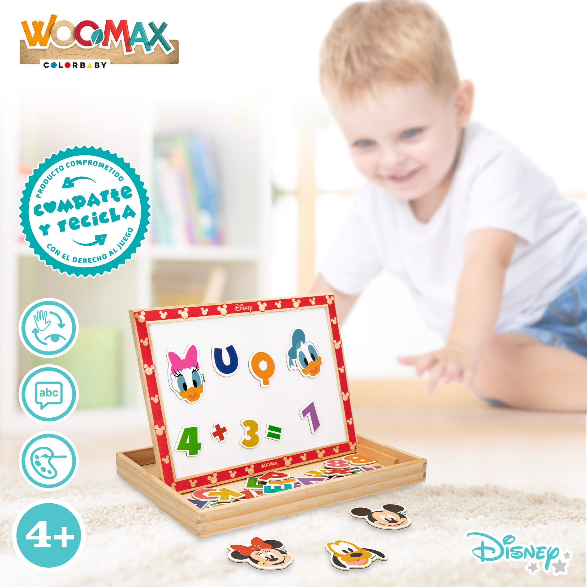 WOOMAX Disney Pizarra magnética de madera 2 en 1