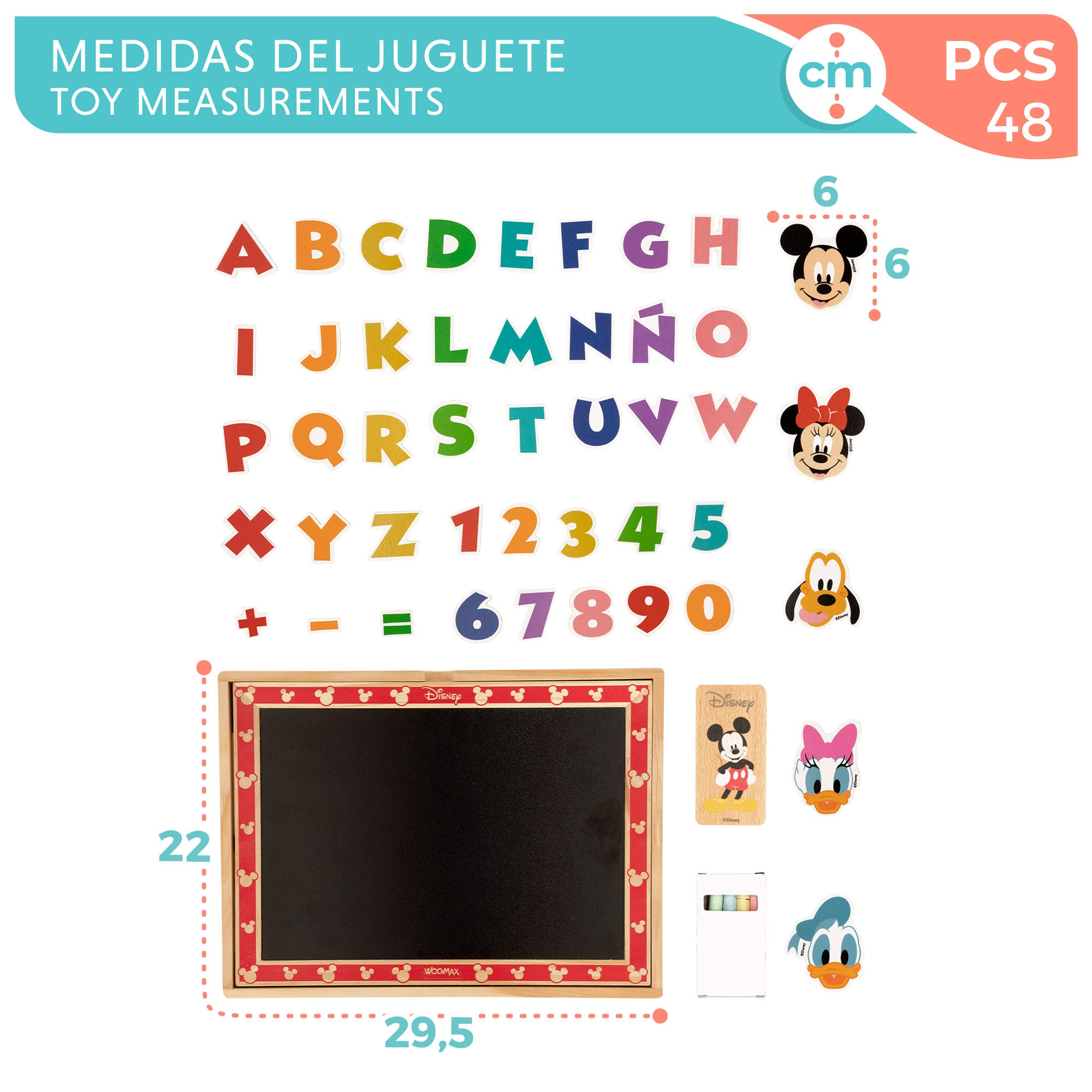 WOOMAX Disney Pizarra magnética de madera 2 en 1