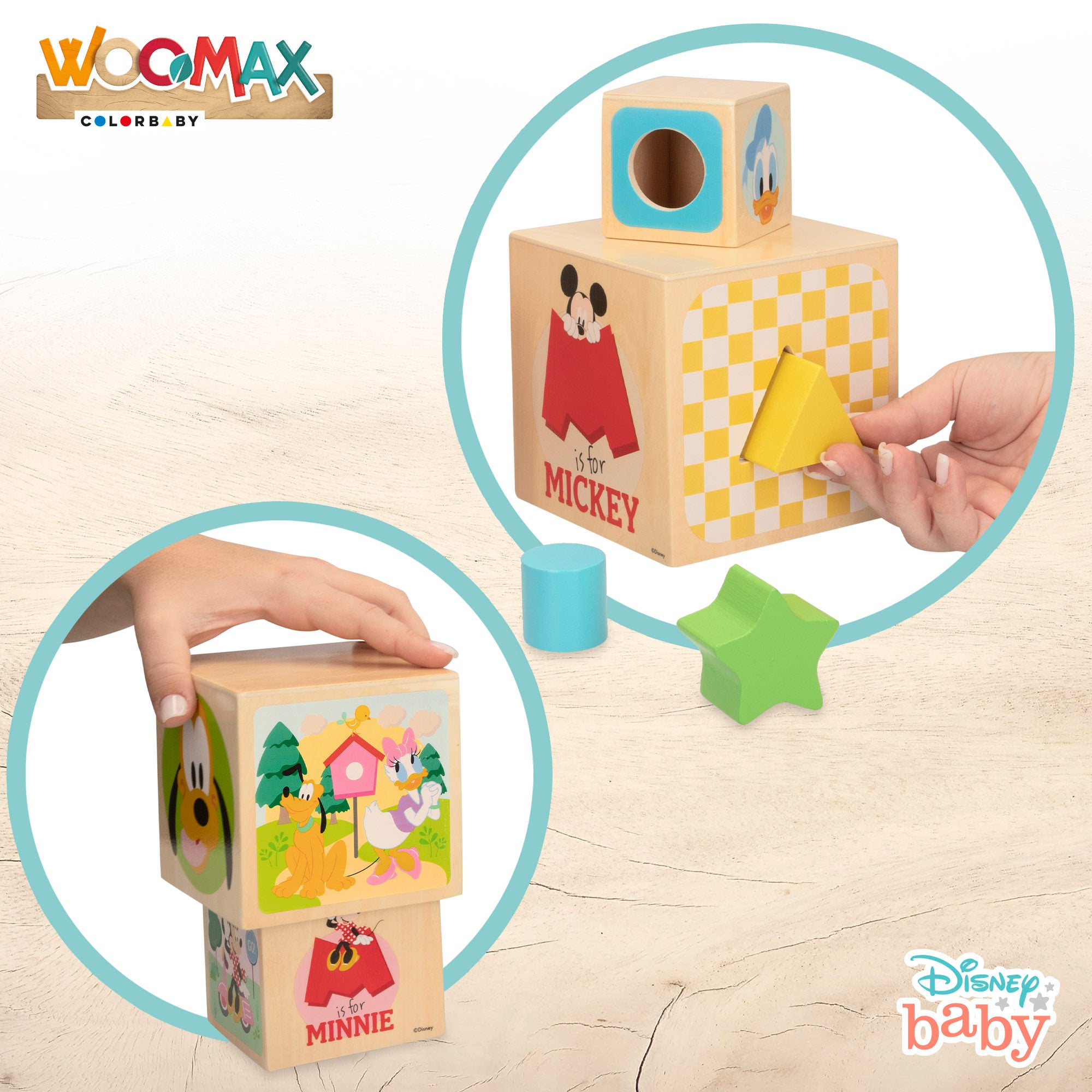 WOOMAX Disney Cubos de madera con formas