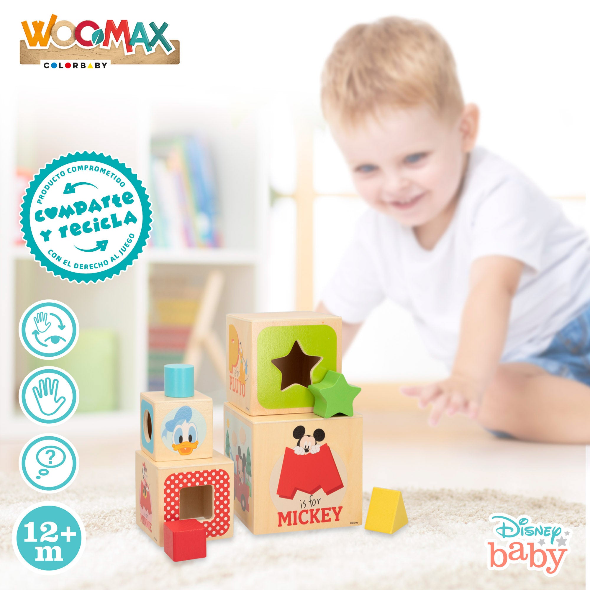 WOOMAX Disney Cubos de madera con formas