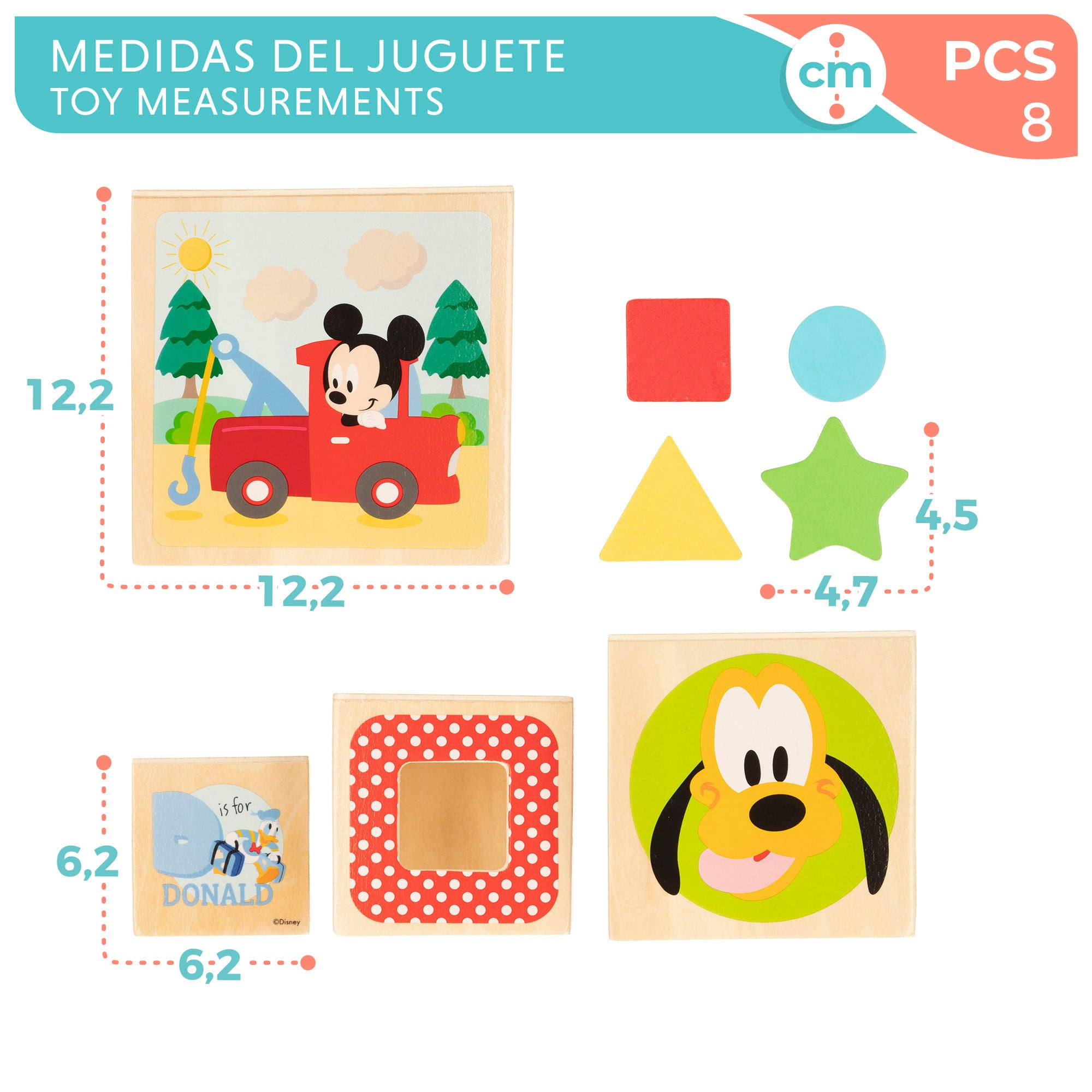WOOMAX Disney Cubos de madera con formas