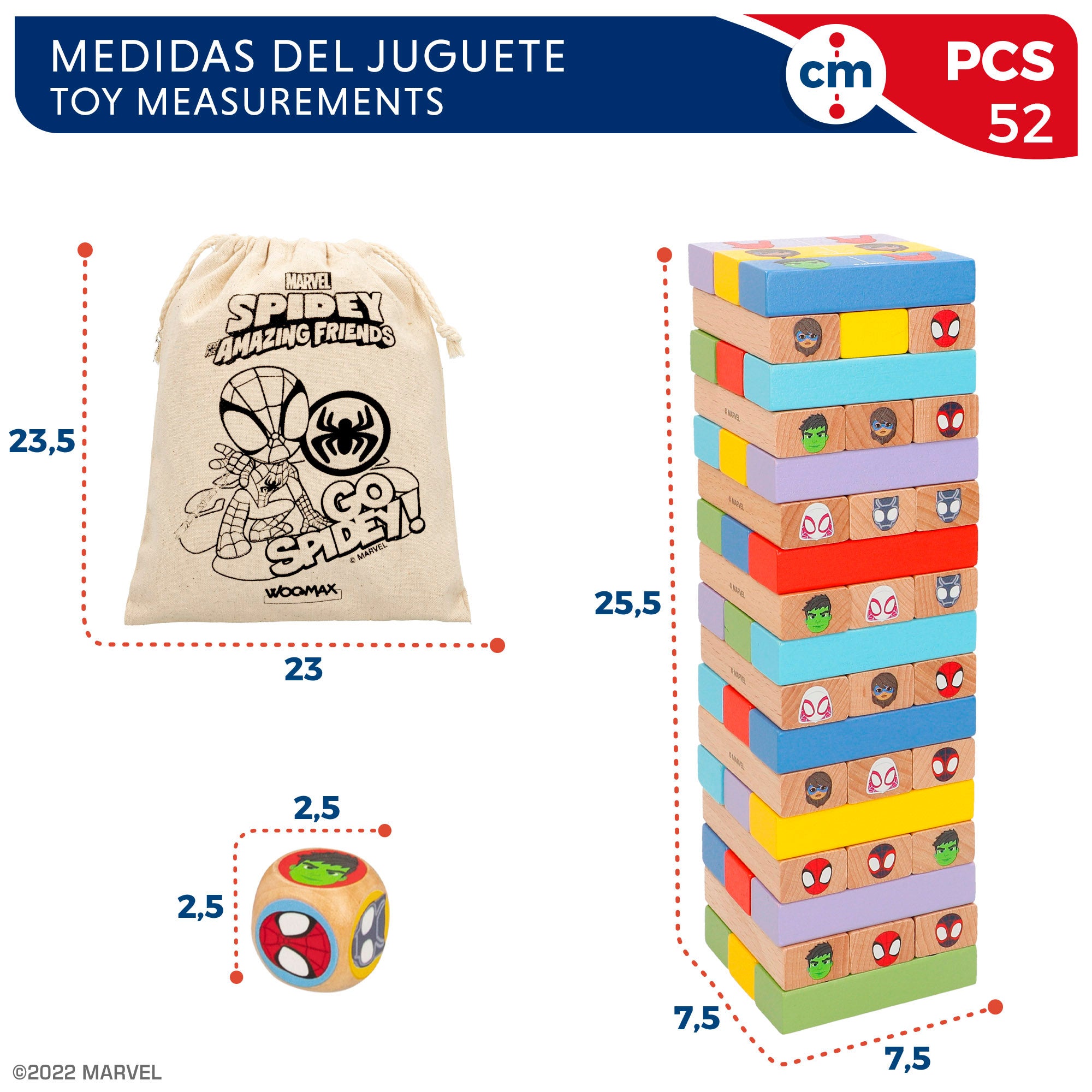 WOOMAX Spidey y su superequipo Juego de bloques de madera 2 en 1