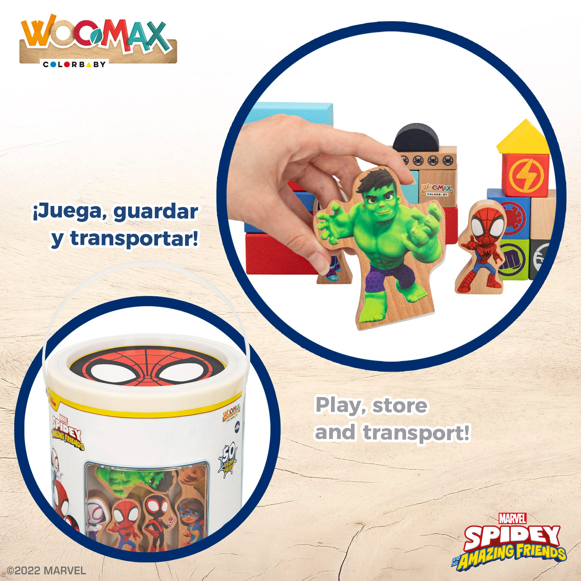 WOOMAX Spidey y su superequipo Juego de bloques de madera