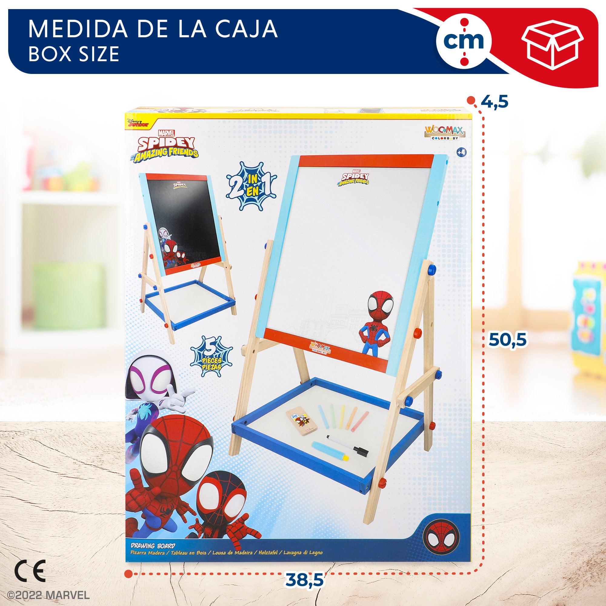 WOOMAX Spidey y su superequipo Pizarra caballete infantil 2 en 1