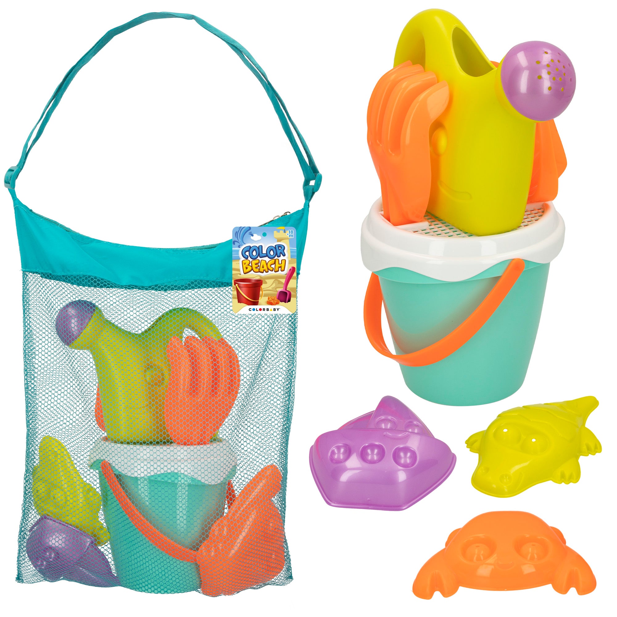 Set de playa con cubo y accesorios Color Beach