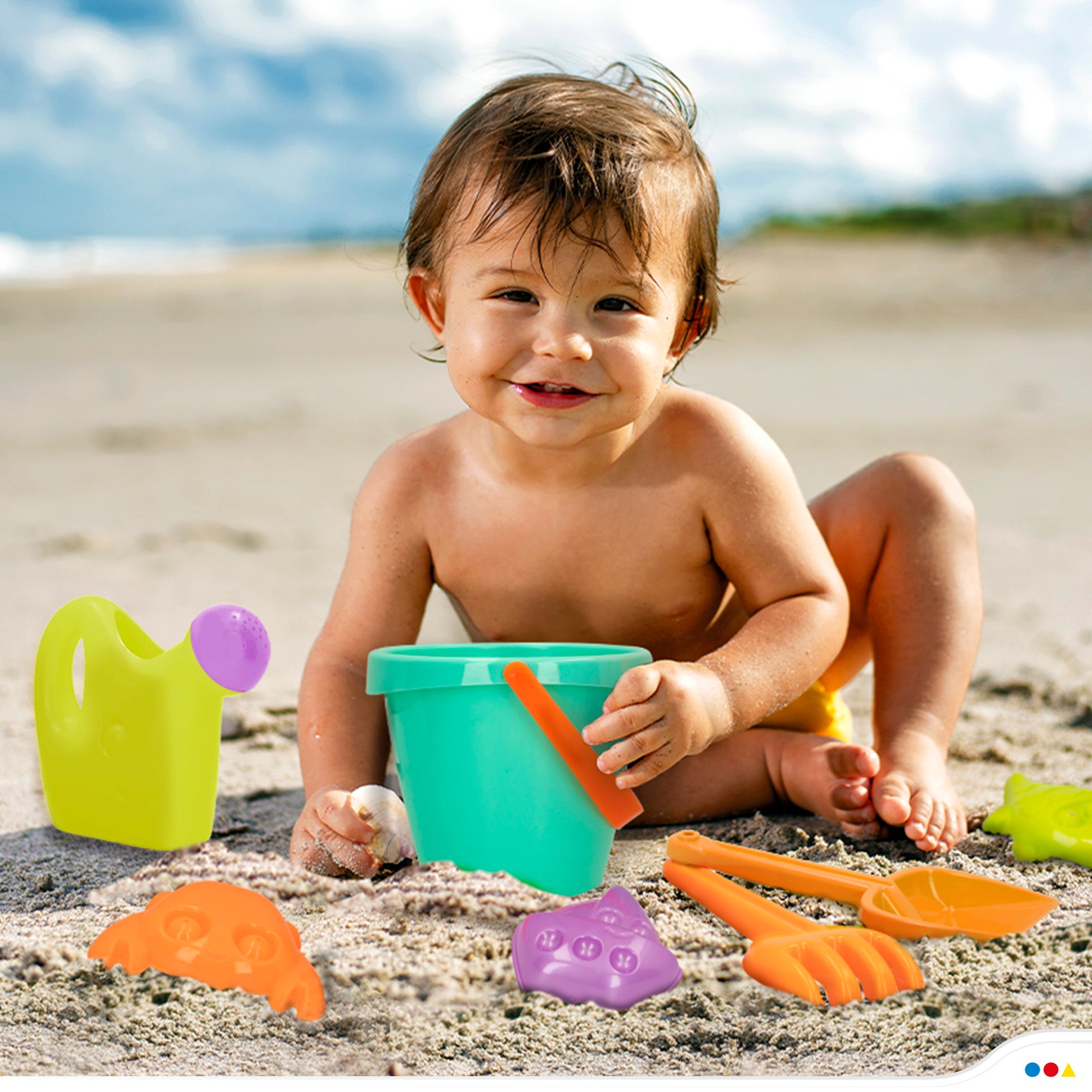 Set de playa con cubo y accesorios Color Beach
