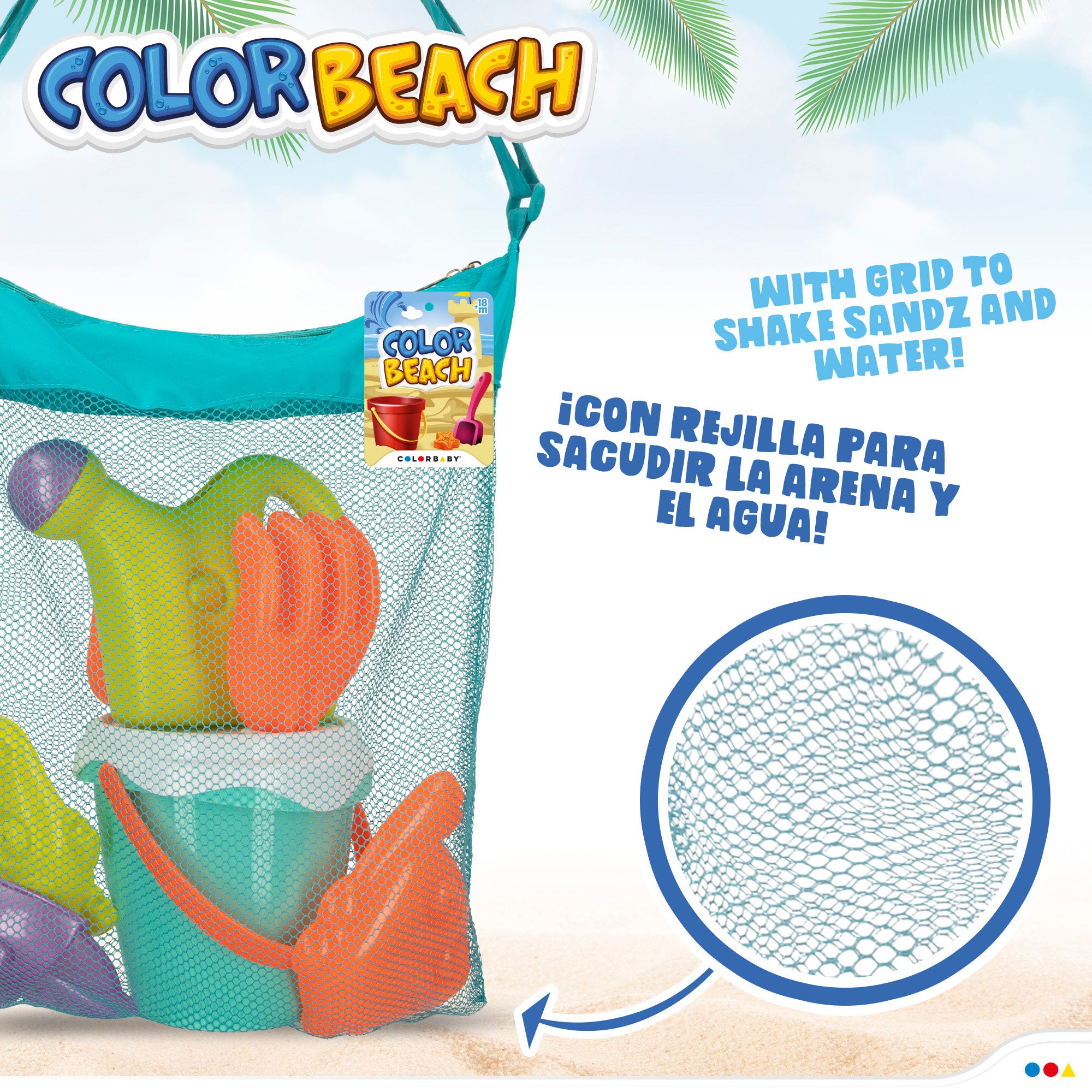 Conjunto de praia com balde e acessórios Coloridos Praia