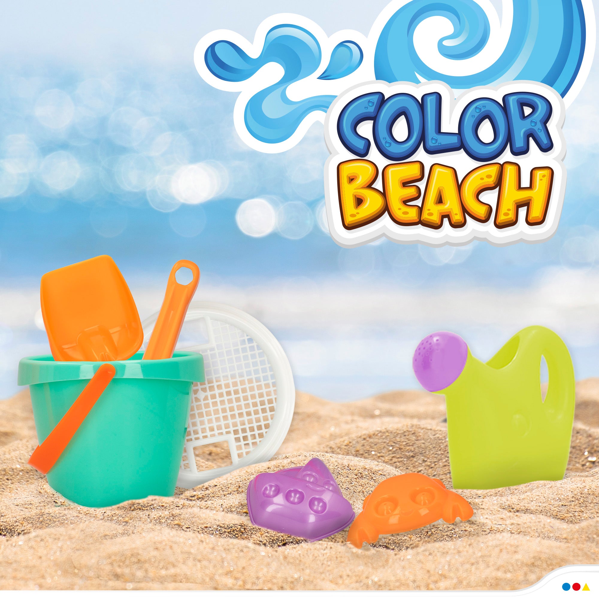 Conjunto de praia com balde e acessórios Coloridos Praia