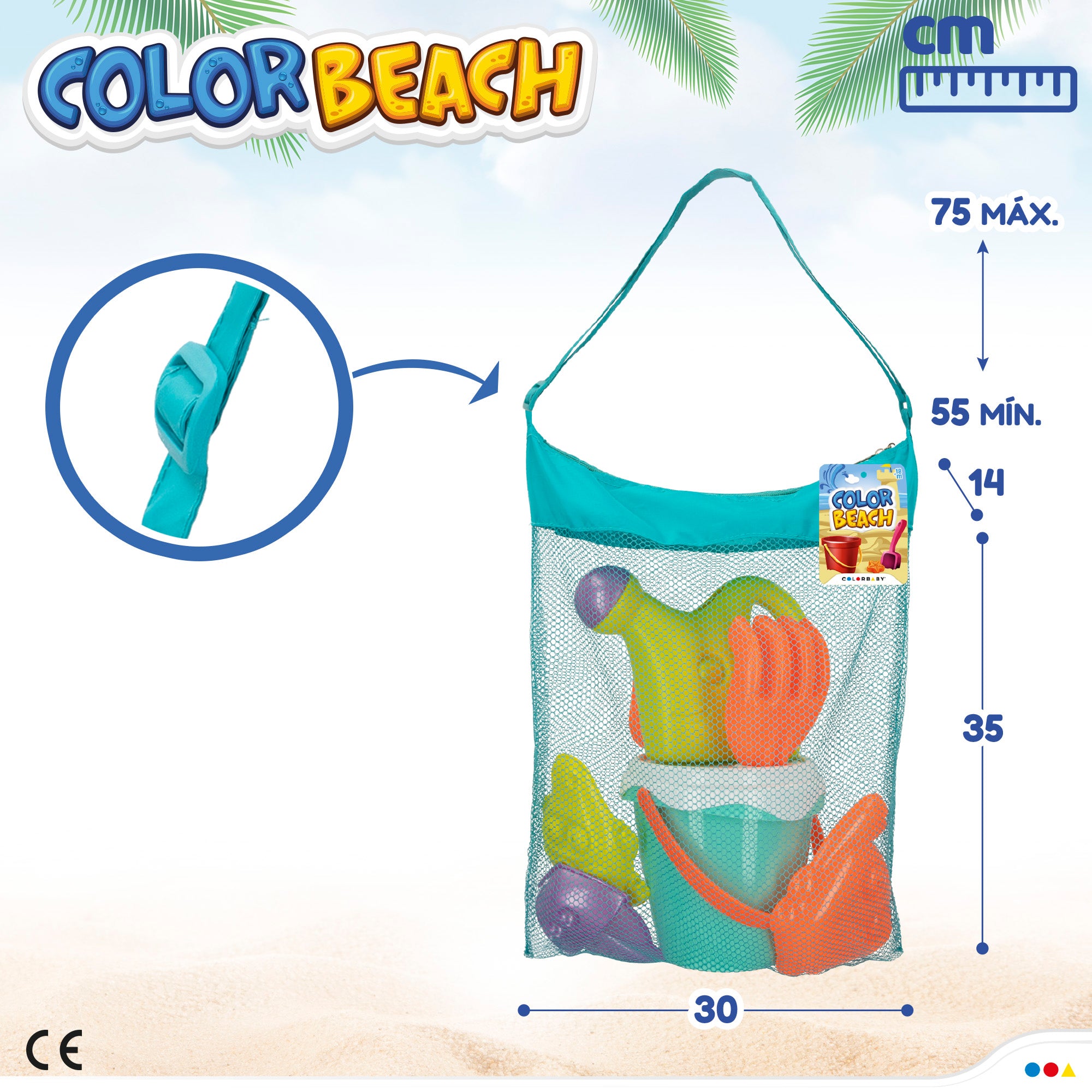 Conjunto de praia com balde e acessórios Coloridos Praia