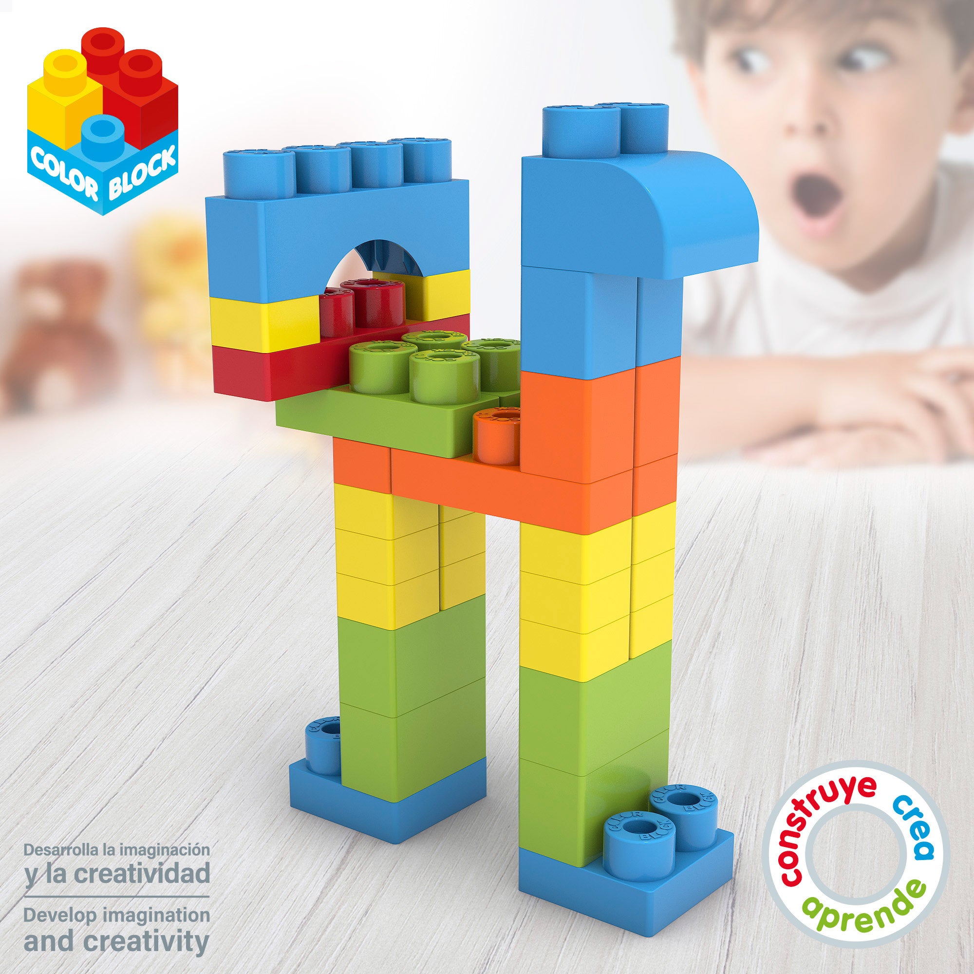 Cubo bloques construcción 50 piezas maxi Color Block