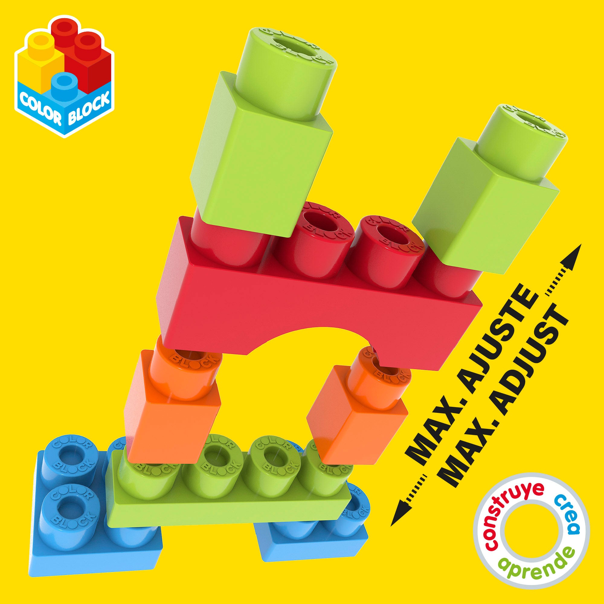 Caixa de blocos de construção Color Block Maxi com 80 peças