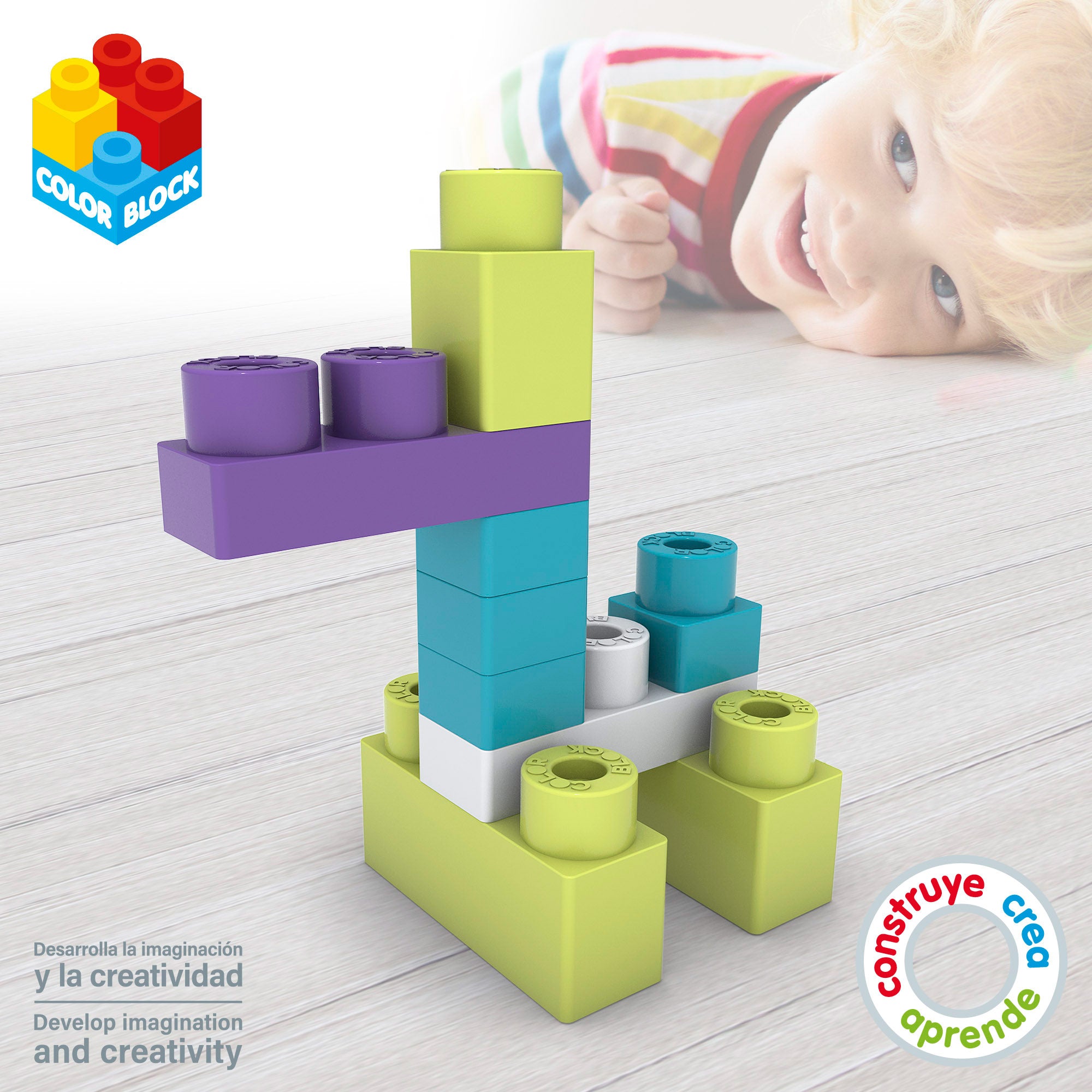 Cubo bloques construcción 35 piezas Color Block Maxi