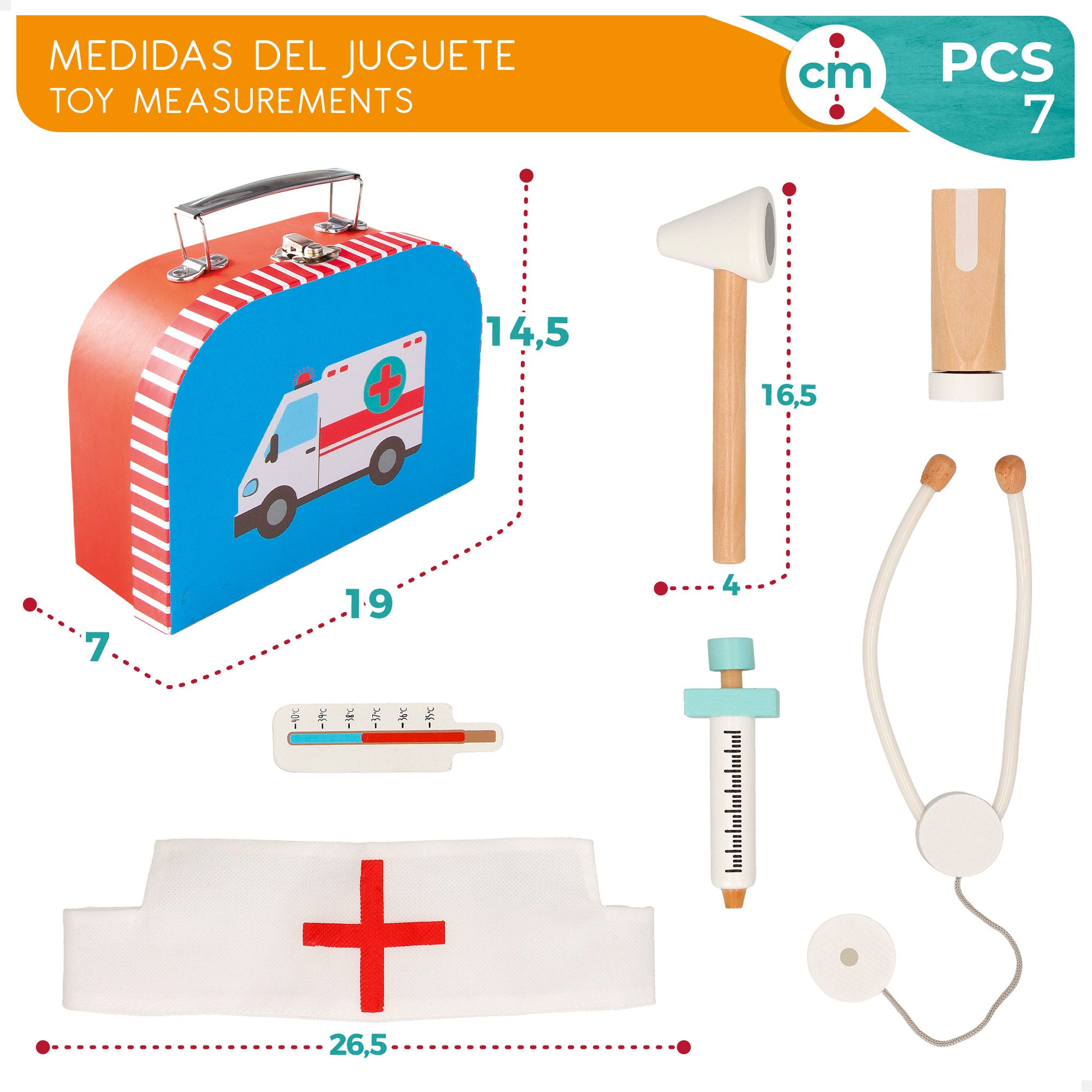 Kit de primeiros socorros para enfermeiros WOOMAX com acessórios em madeira