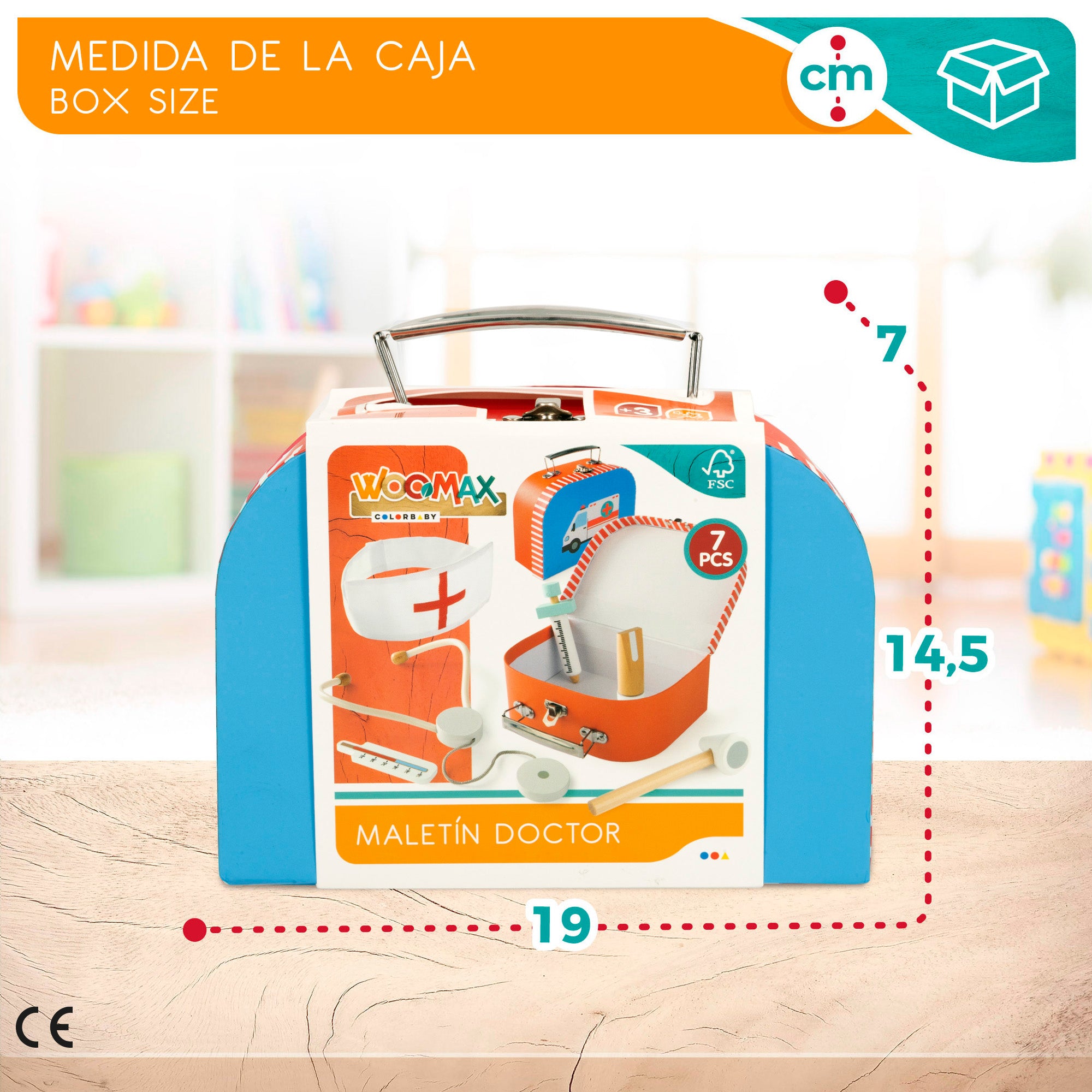 Kit de primeiros socorros para enfermeiros WOOMAX com acessórios em madeira