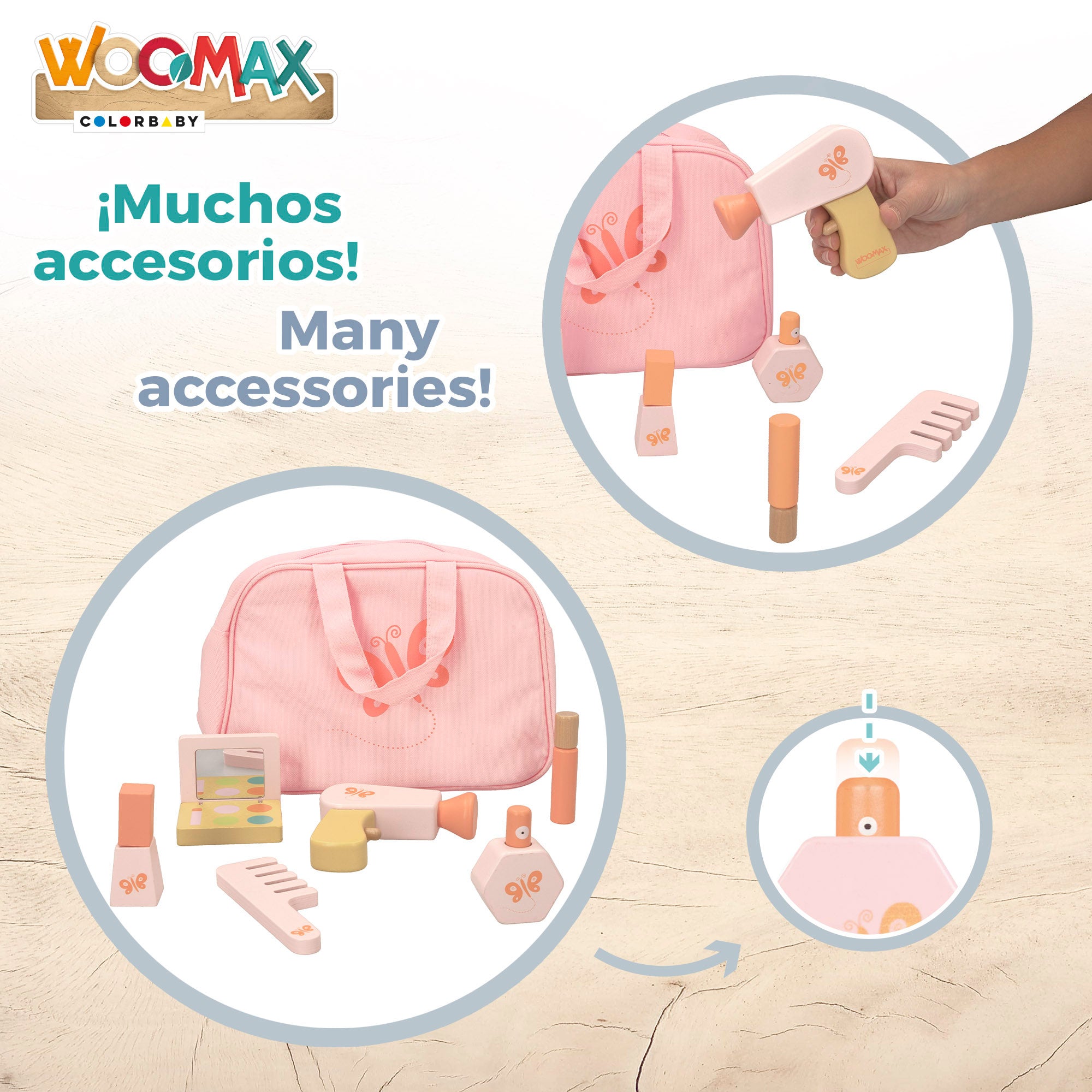 Conjunto de beleza em madeira WOOMAX