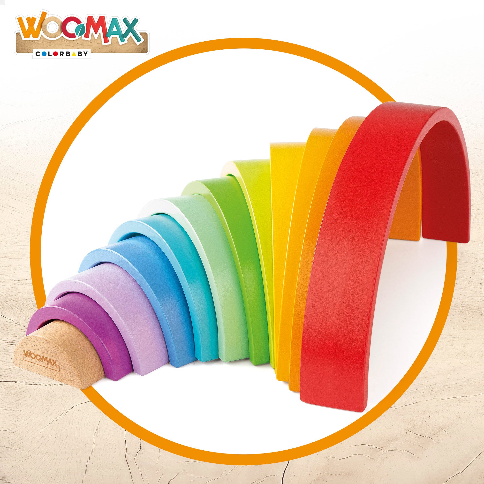 WOOMAX Juguete construcción de madera arcoíris XL