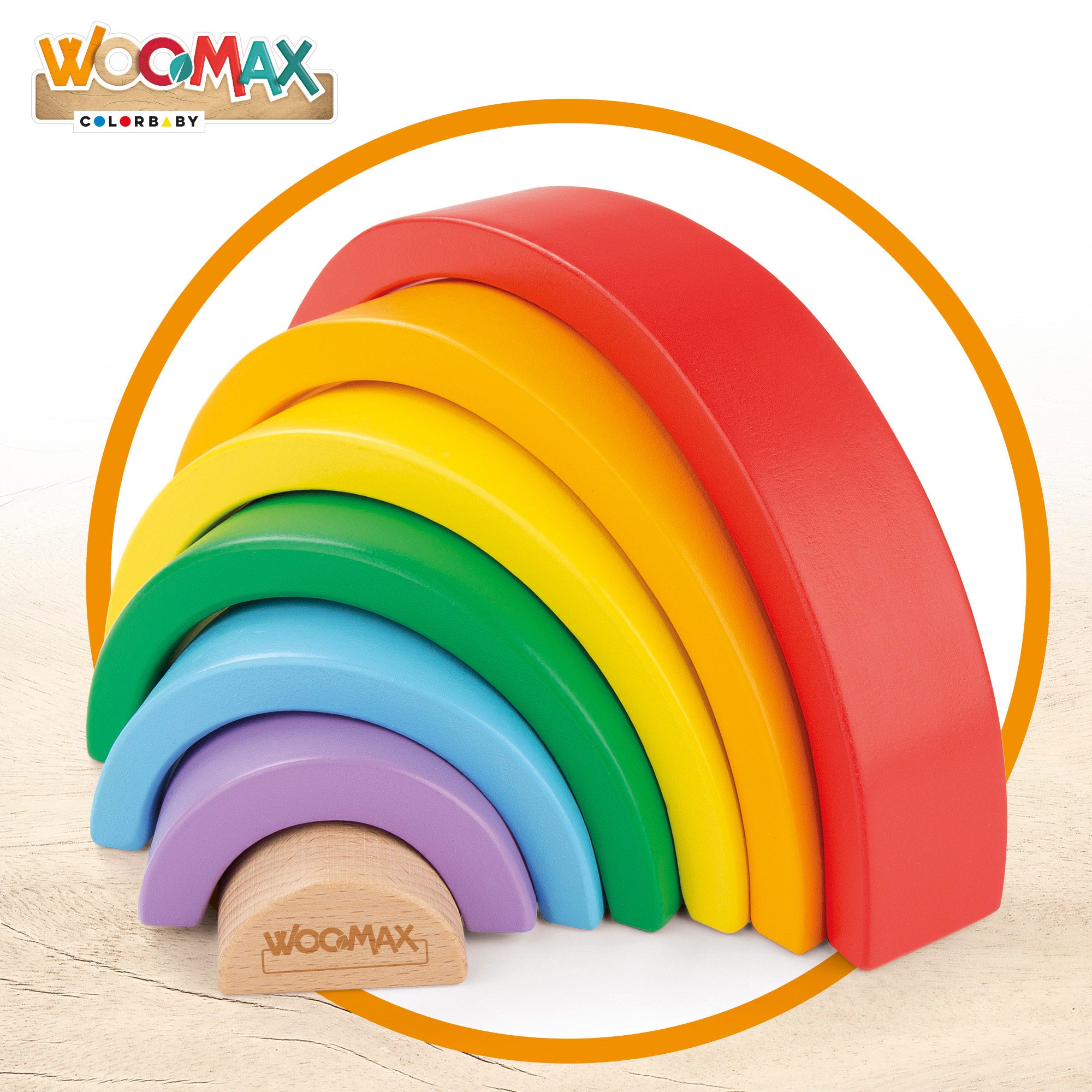 WOOMAX Juguete construcción de madera arcoíris