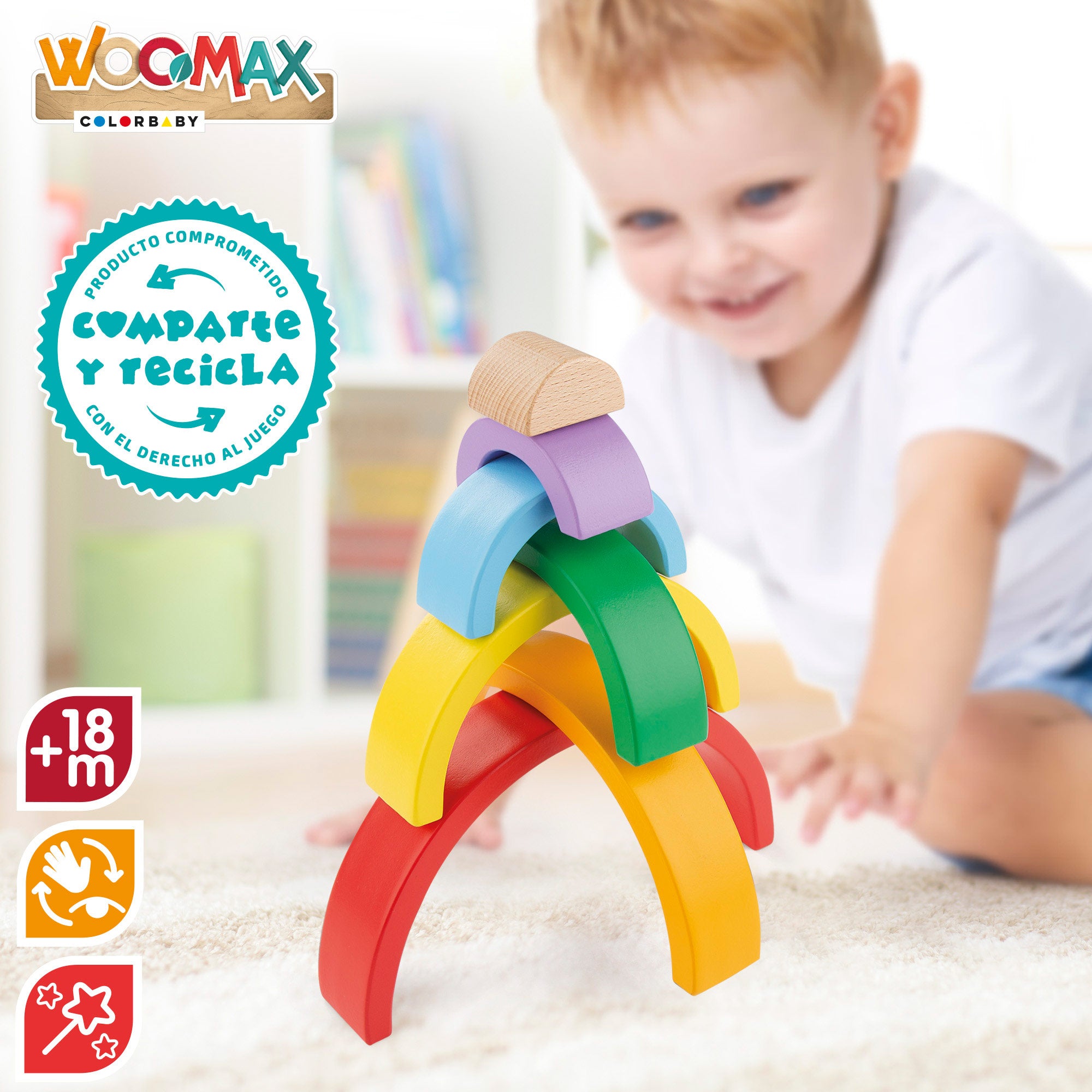 Brinquedo de construção em madeira WOOMAX Rainbow