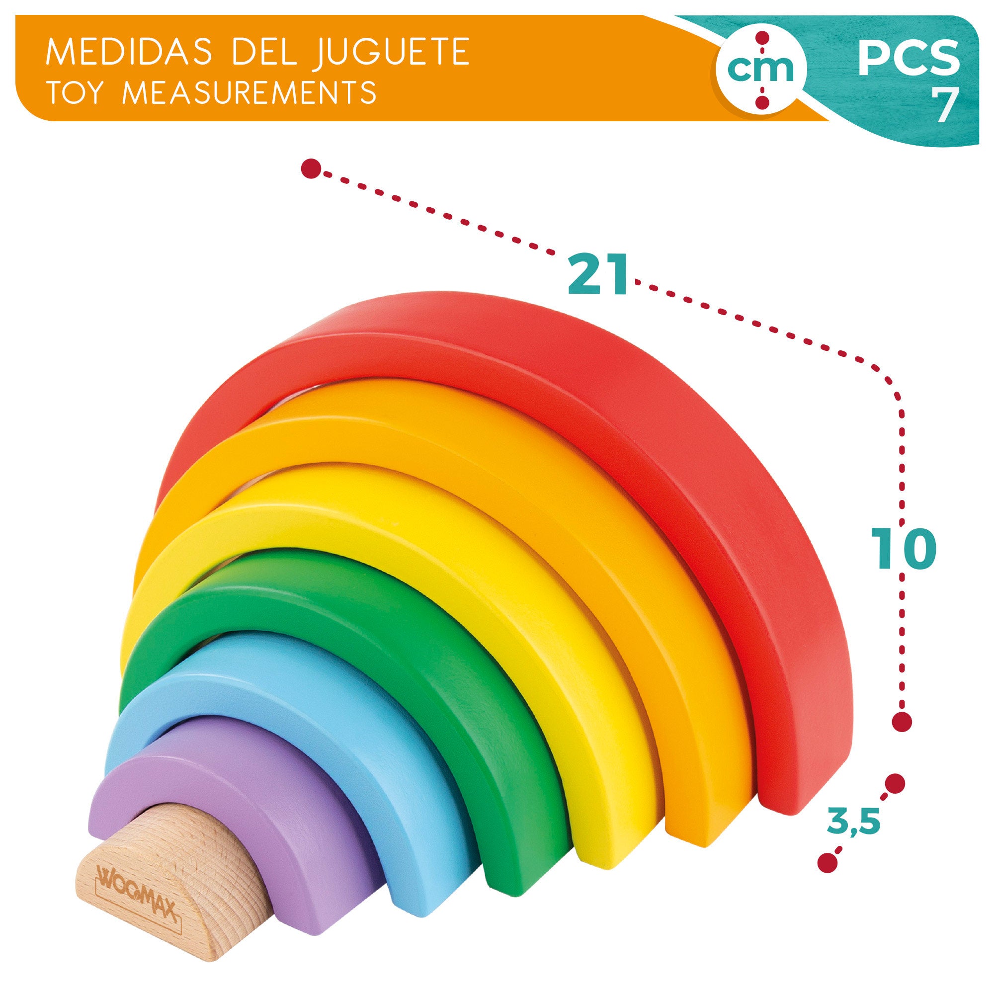 Brinquedo de construção em madeira WOOMAX Rainbow