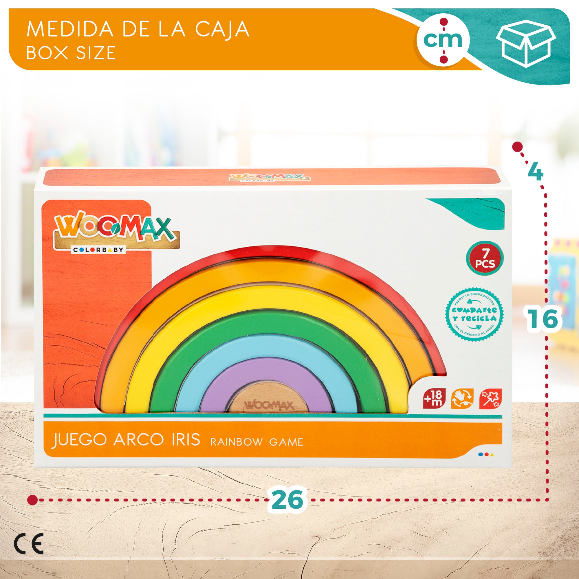 Brinquedo de construção em madeira WOOMAX Rainbow