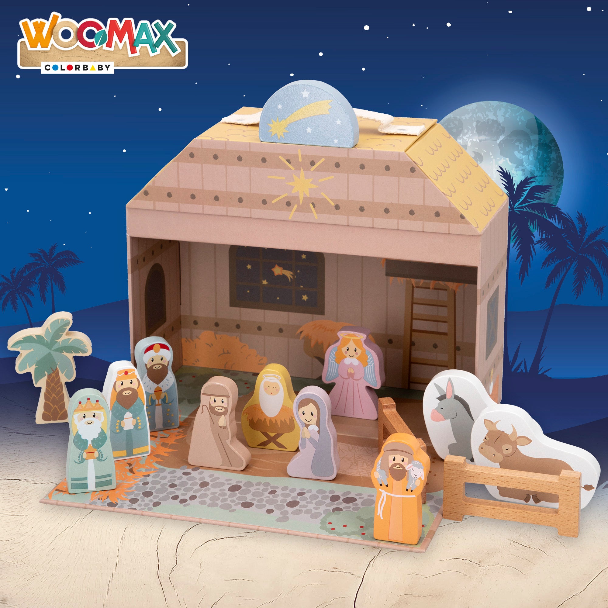 WOOMAX Belén de madera 14 piezas