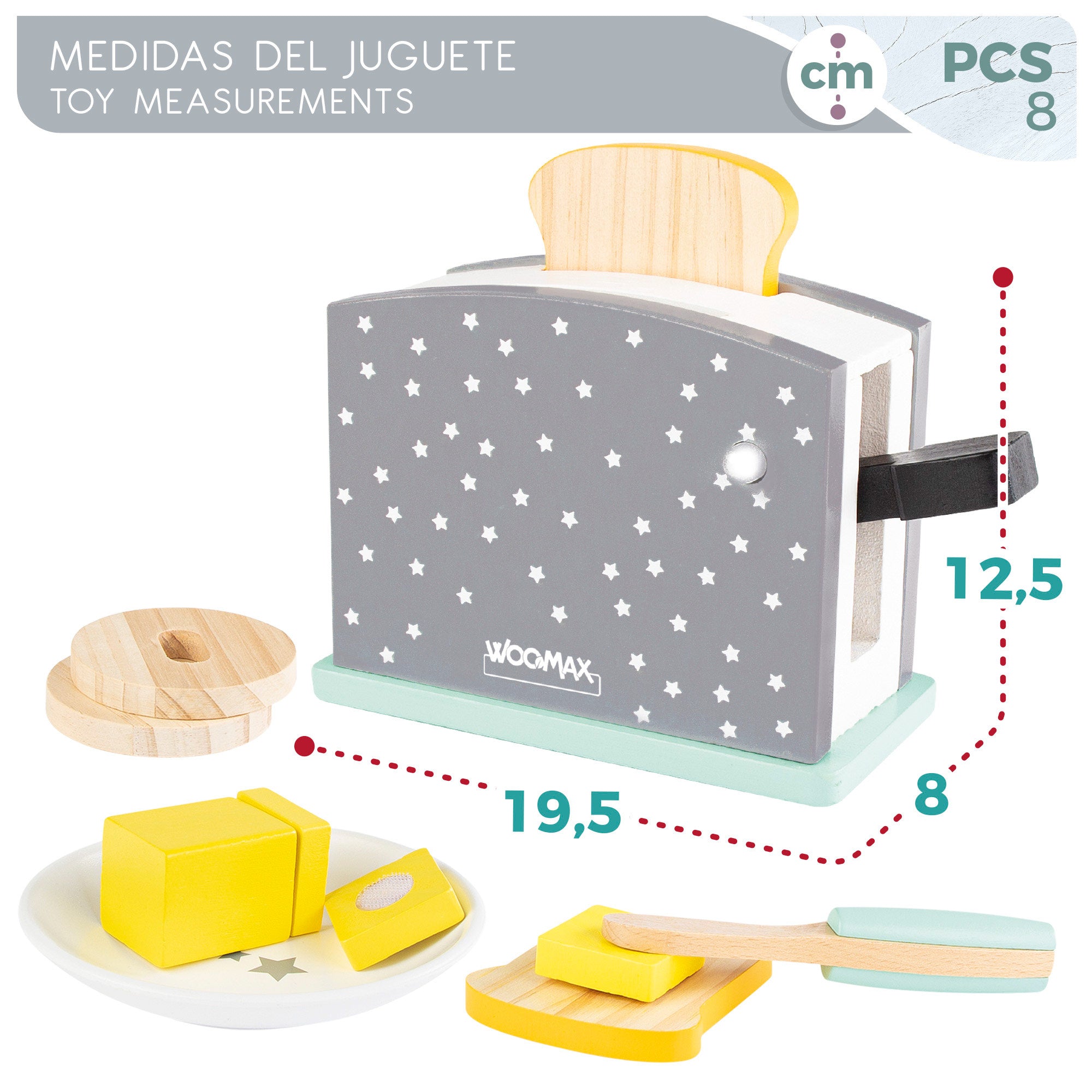 WOOMAX Tostadora de madera con accesorios