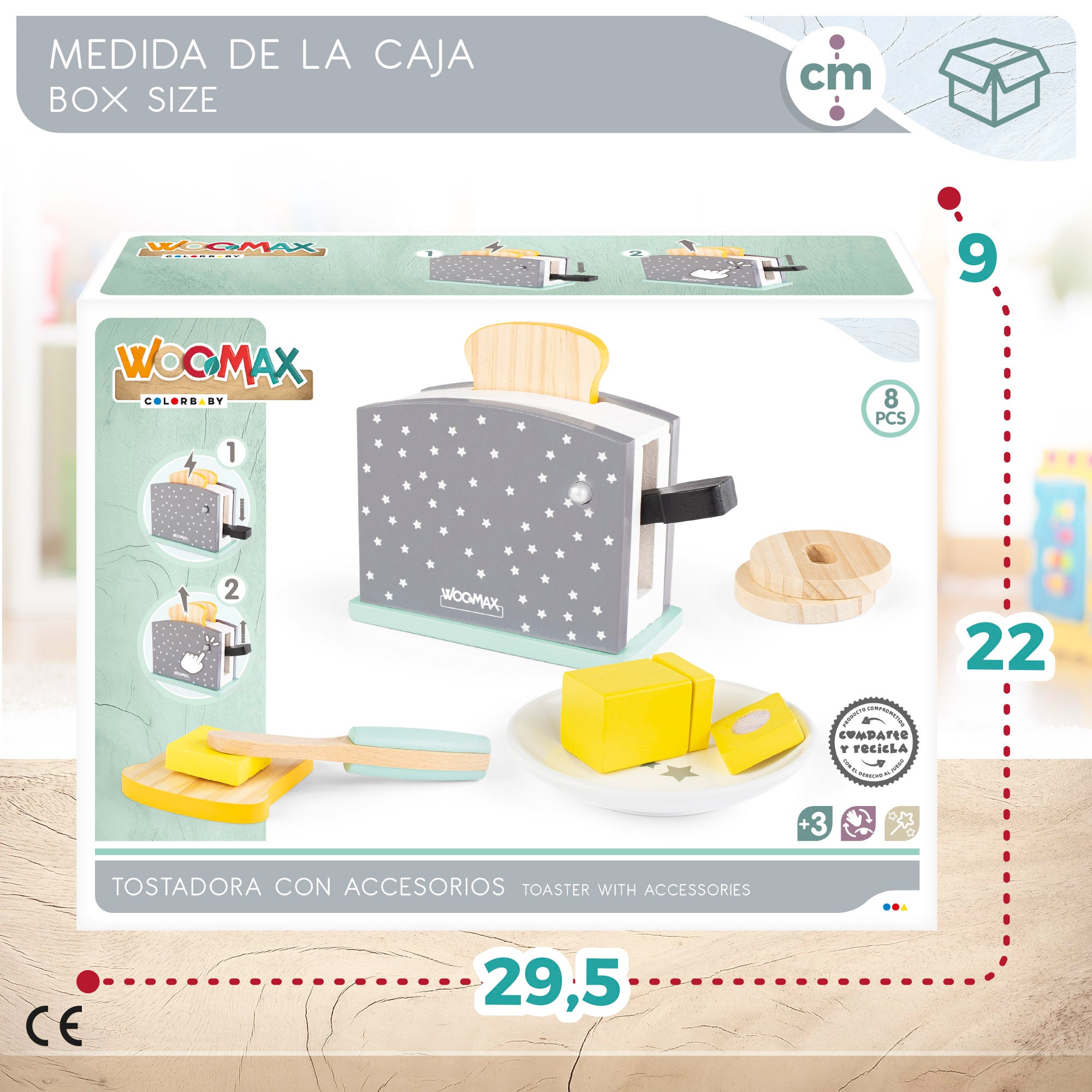 WOOMAX Tostadora de madera con accesorios
