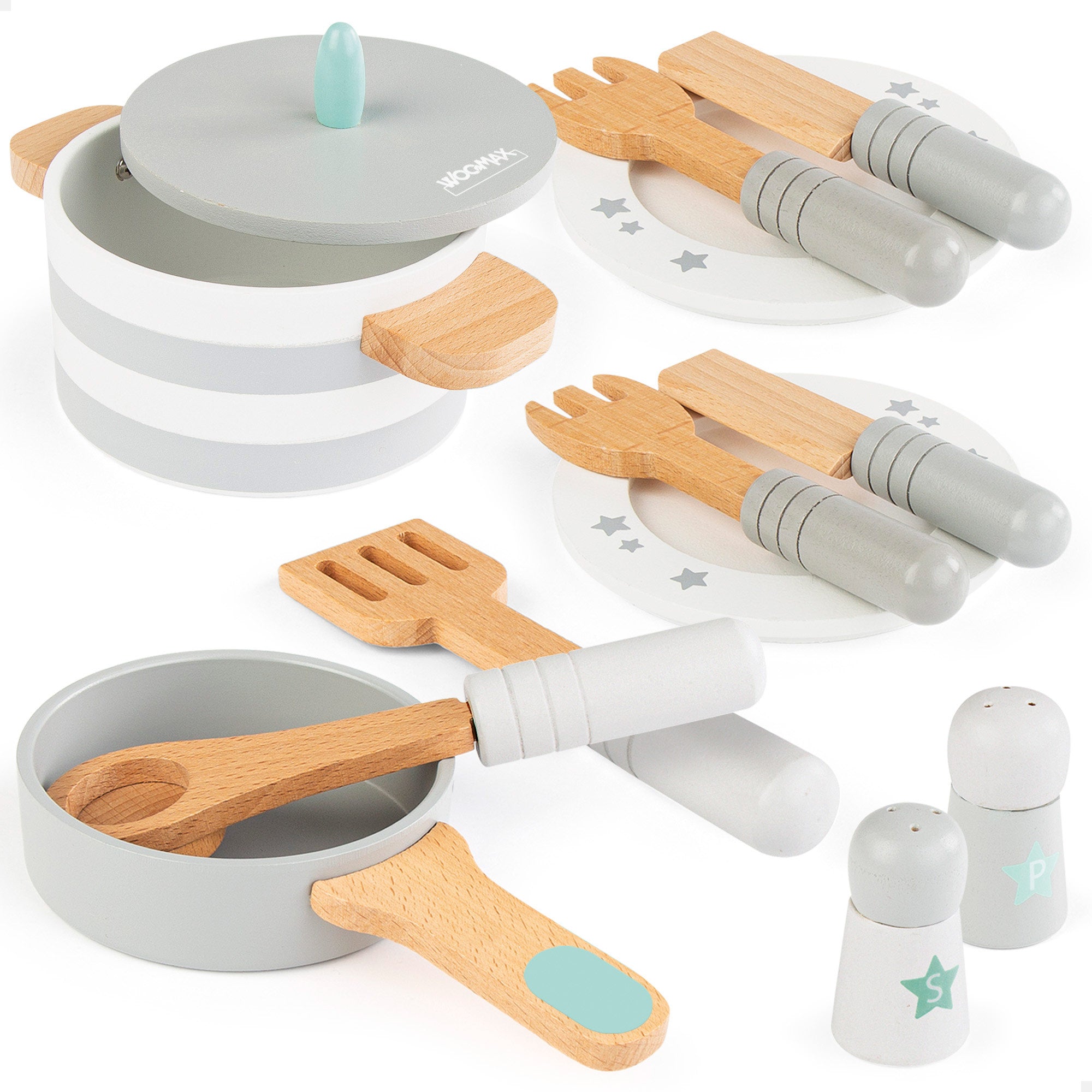 WOOMAX Vajilla de madera infantil