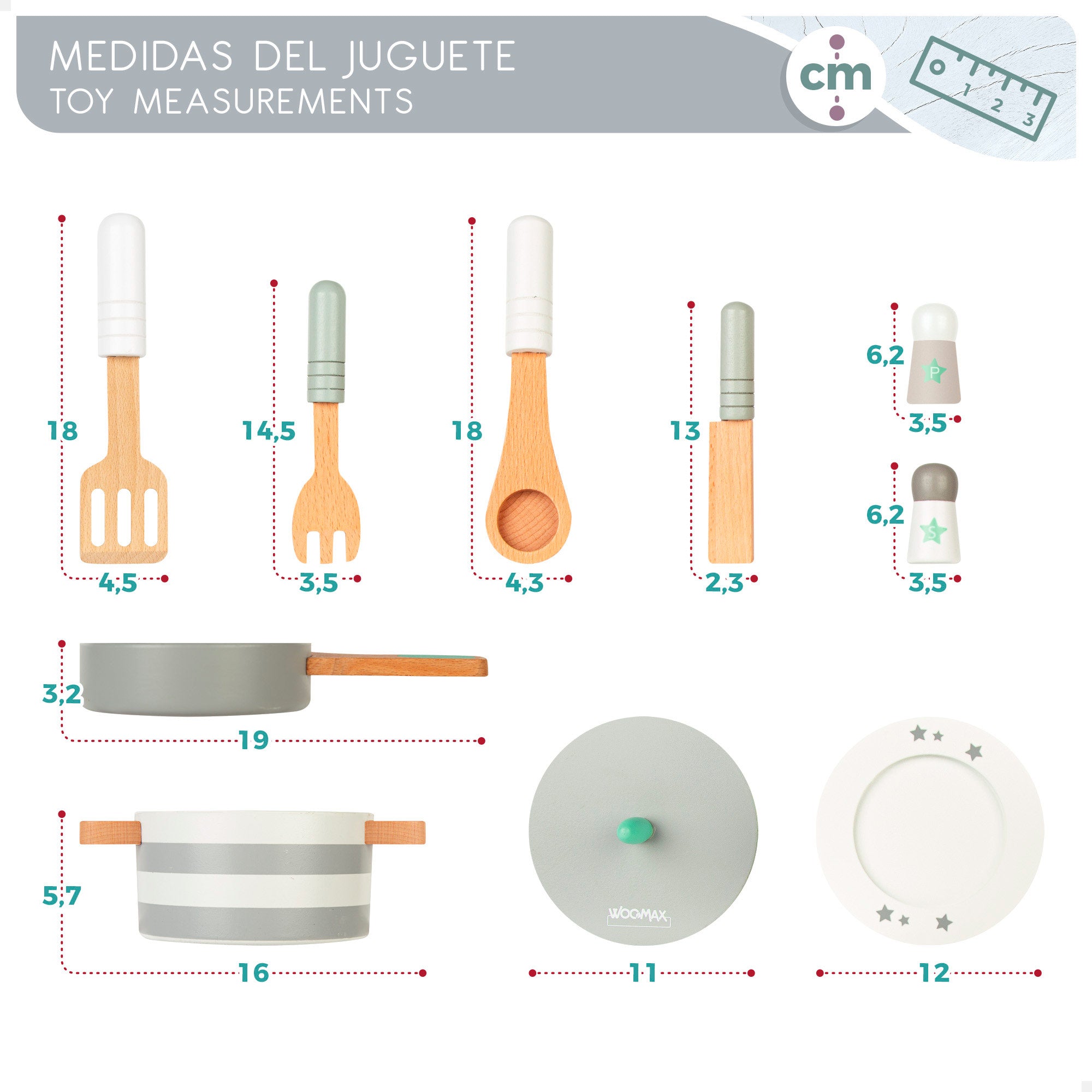 WOOMAX Vajilla de madera infantil