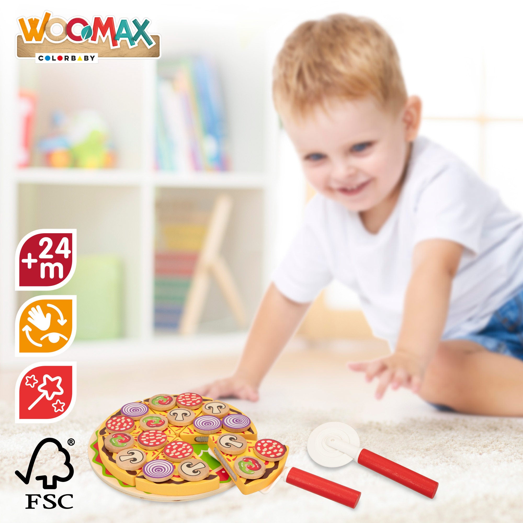WOOMAX Set pizza madera autoadhesiva