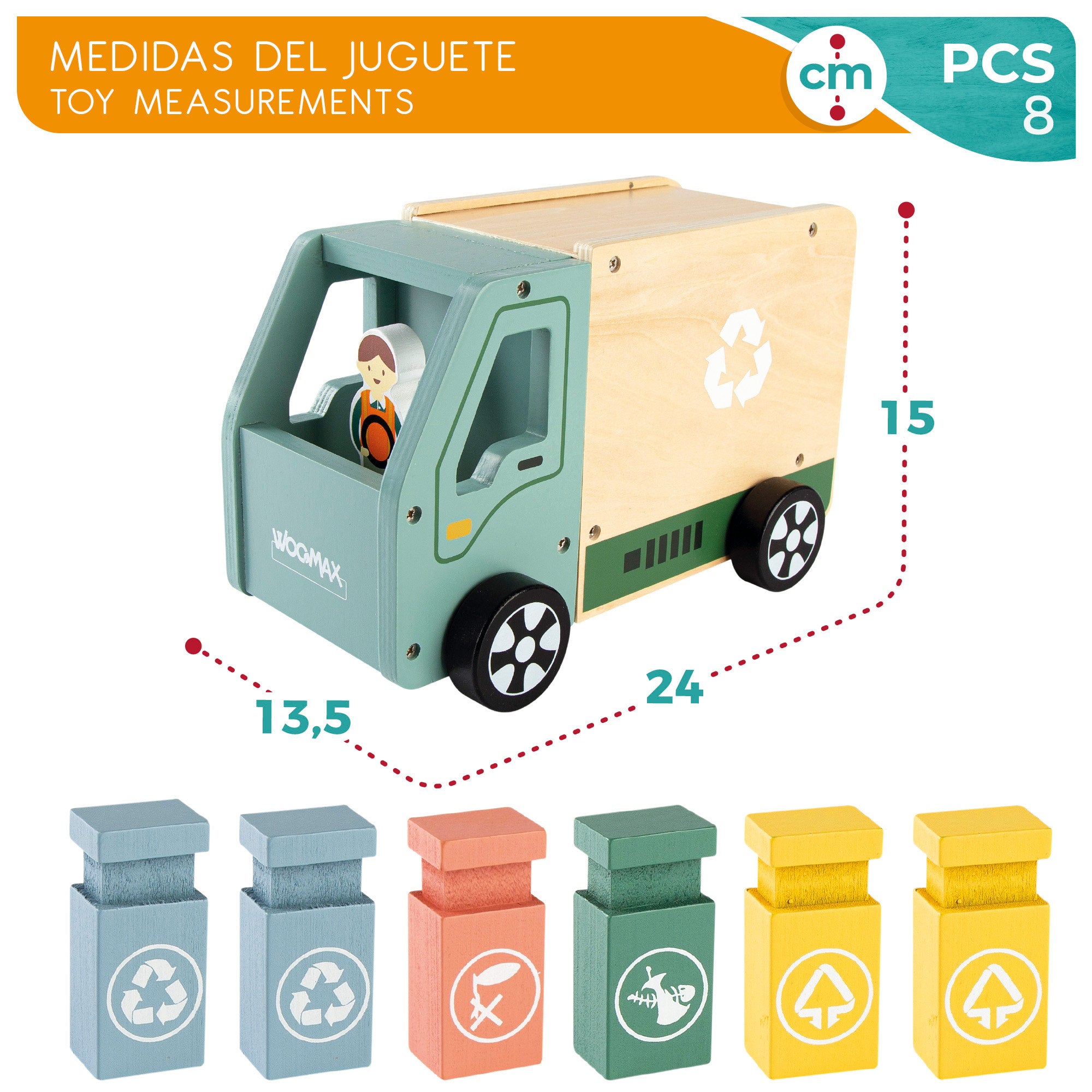 WOOMAX Camión de basura de madera