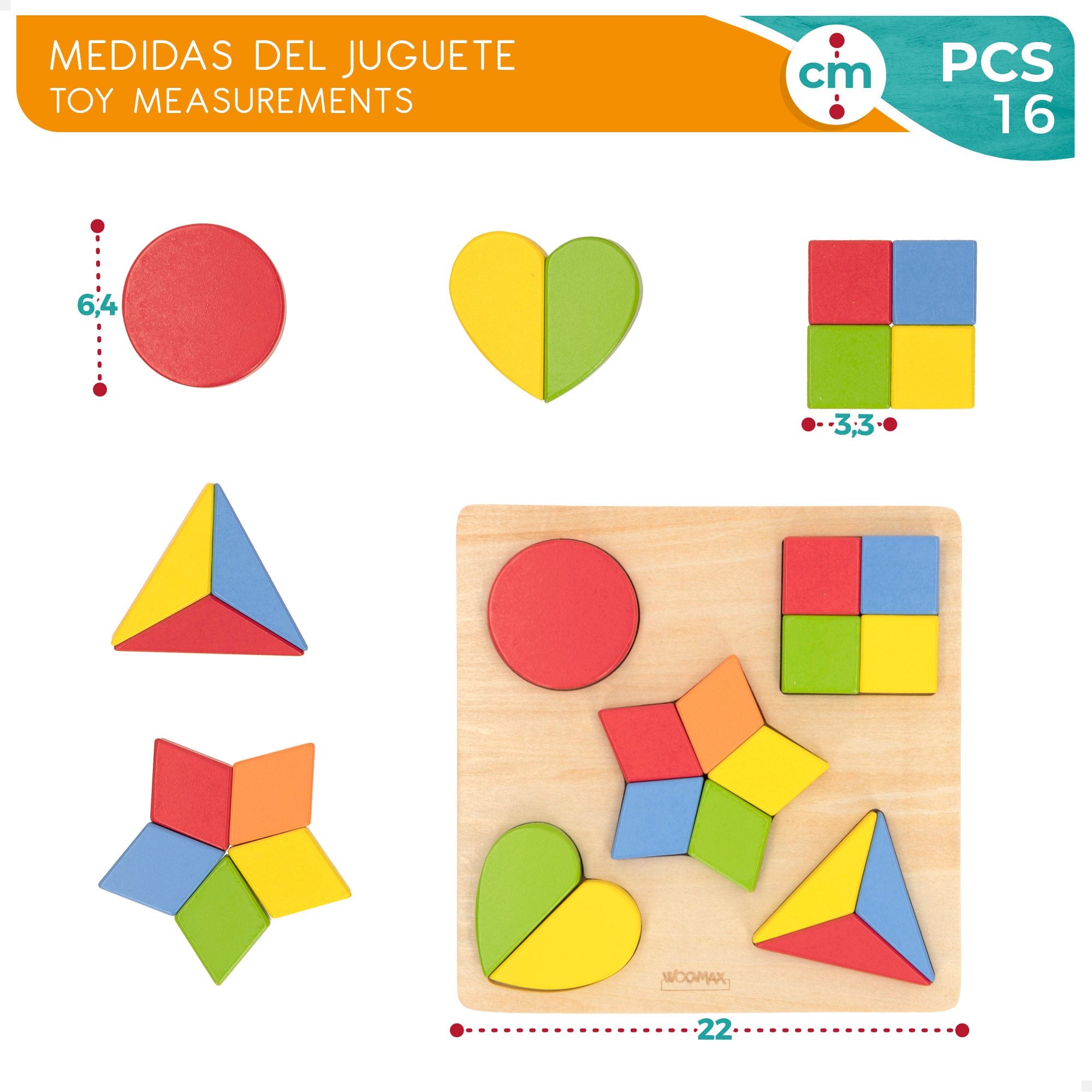 WOOMAX Puzzle de madera geométrico