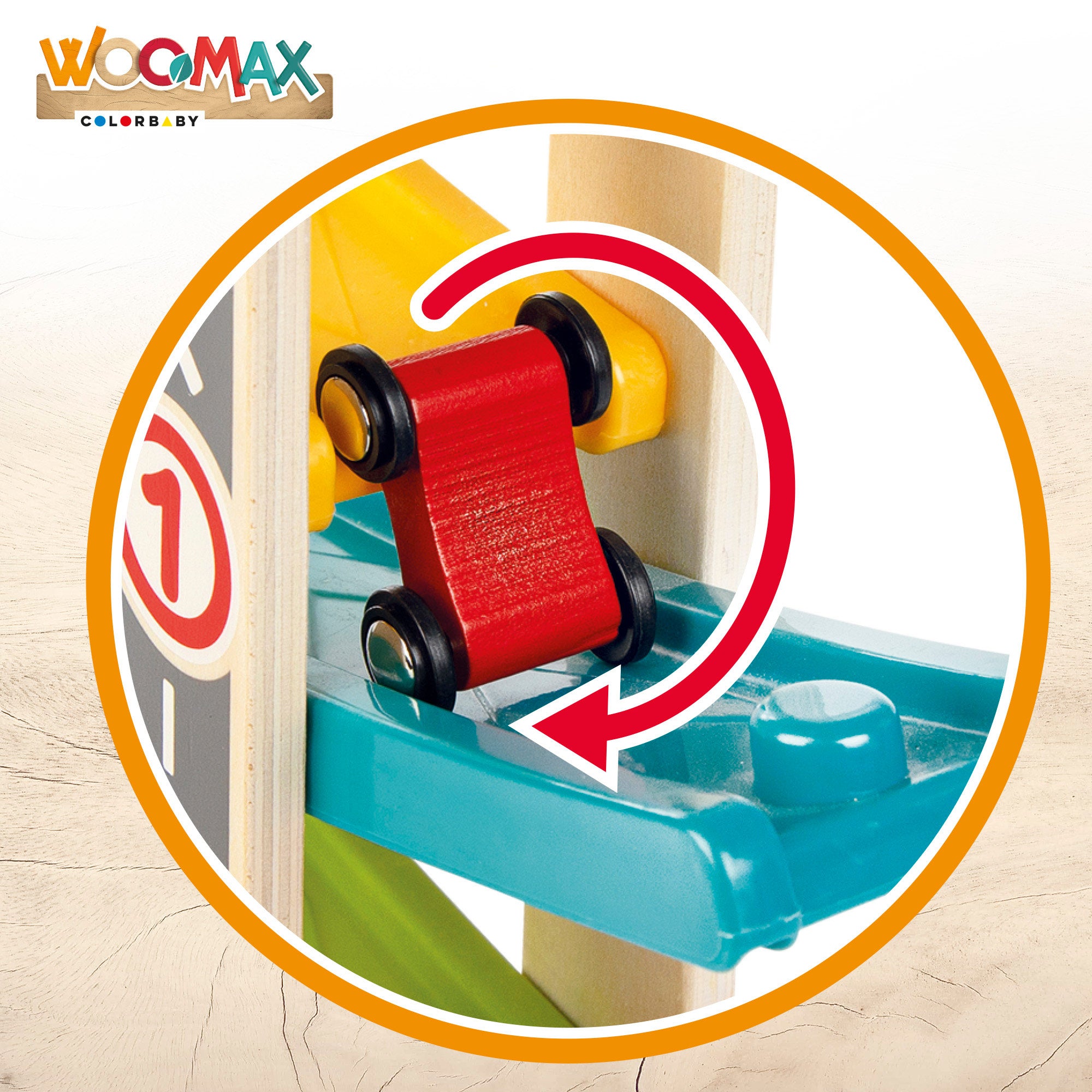 WOOMAX Pista de coches roller de madera