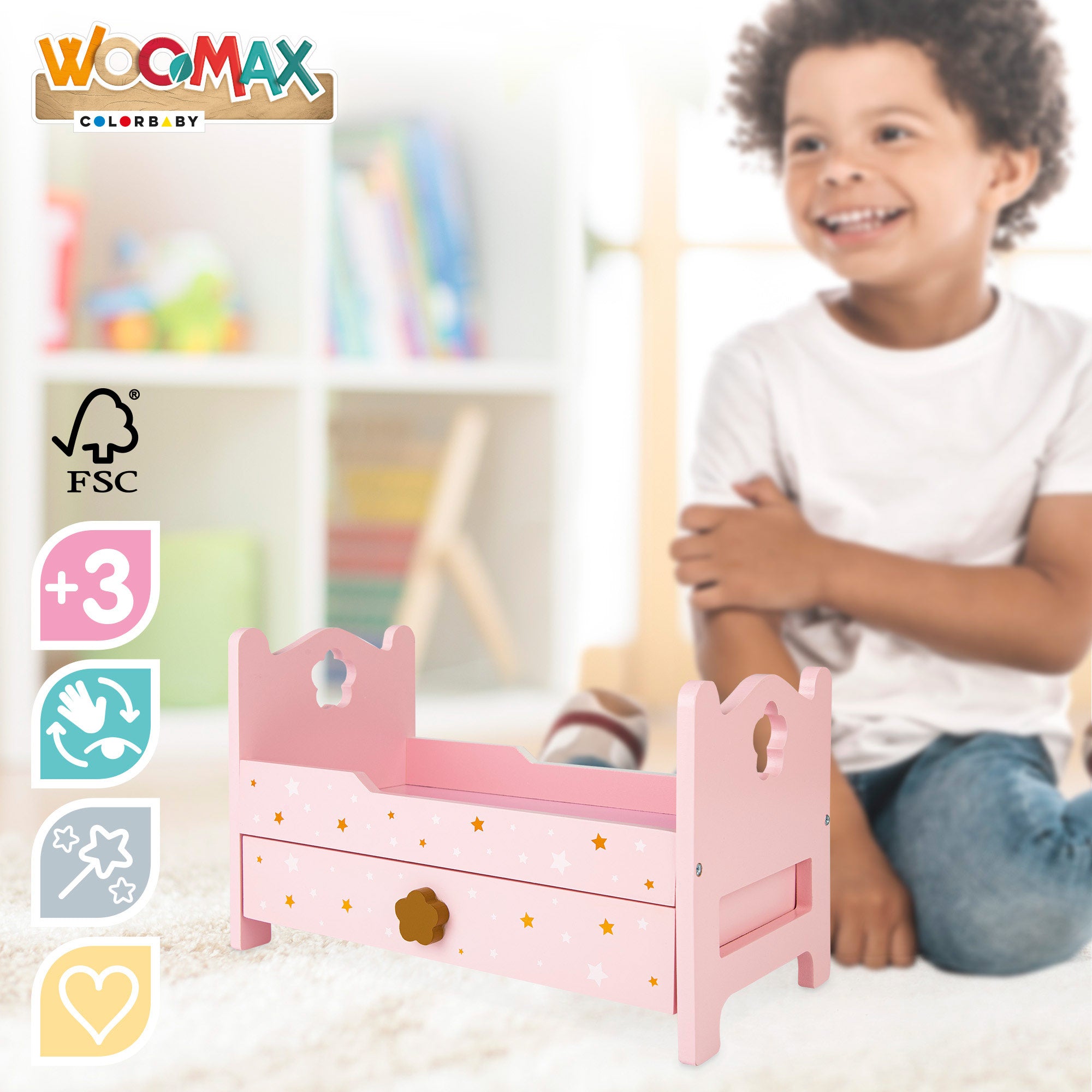 WOOMAX Cama madera para muñecas