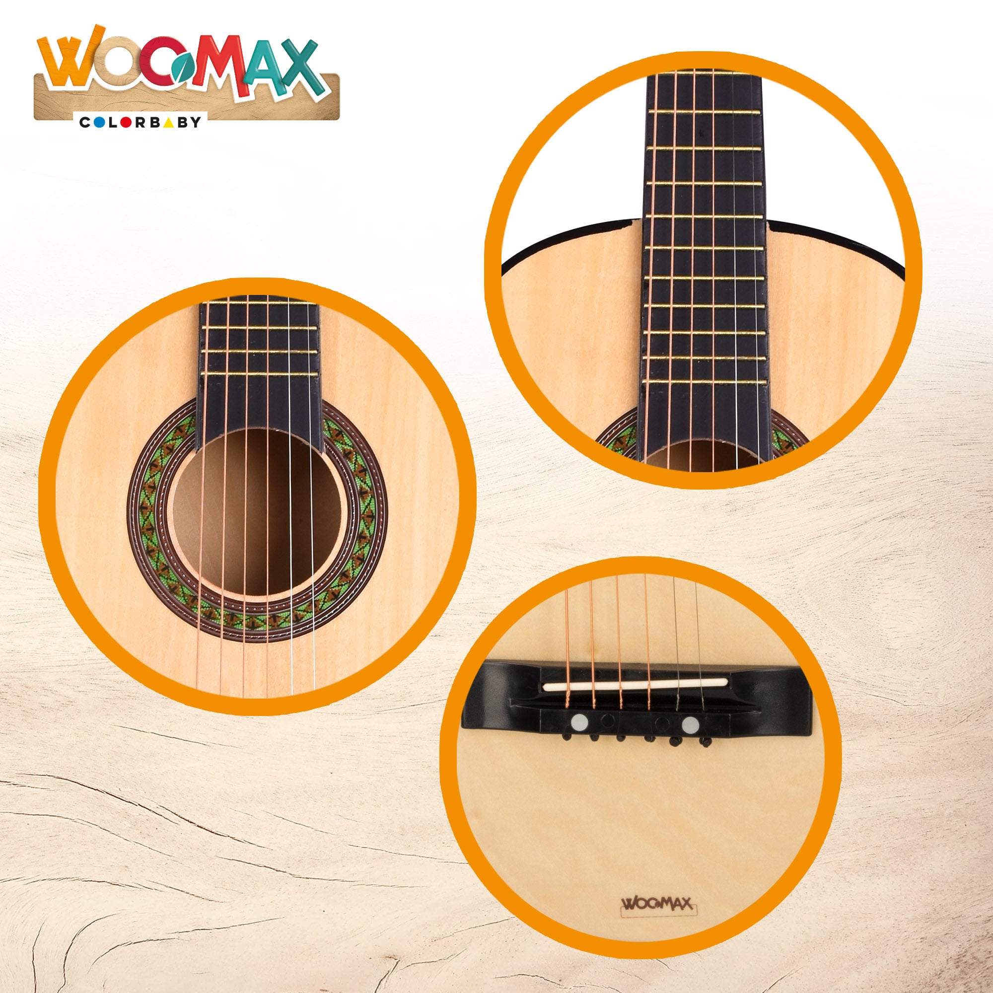 WOOMAX Guitarra de juguete de madera
