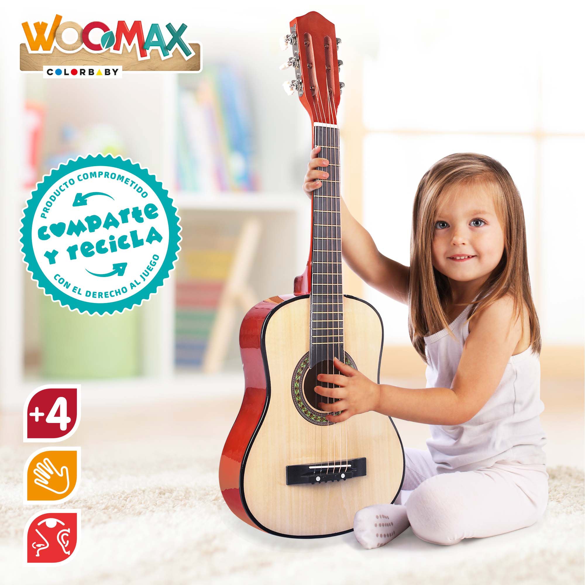 WOOMAX Guitarra de juguete de madera