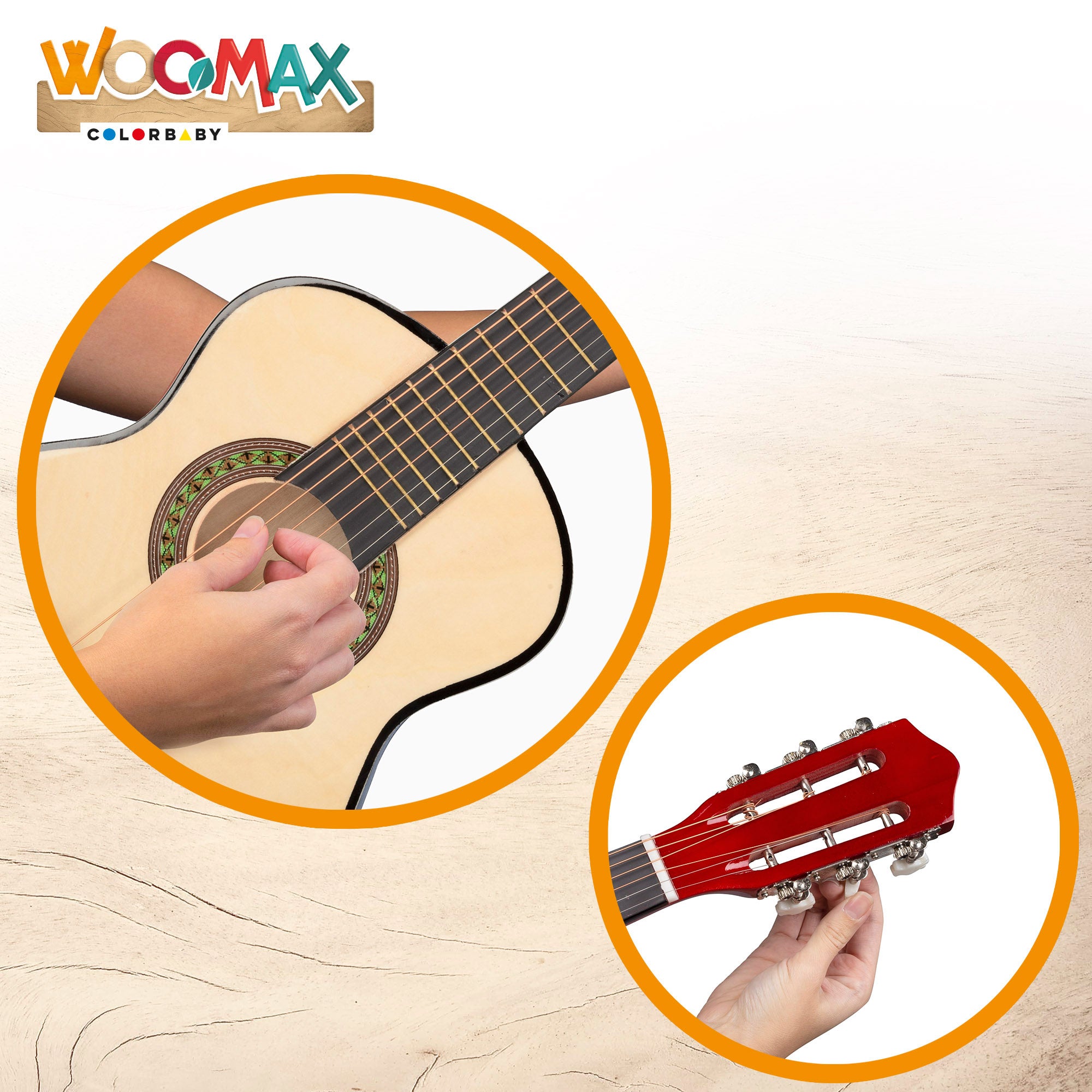 WOOMAX Guitarra de juguete de madera
