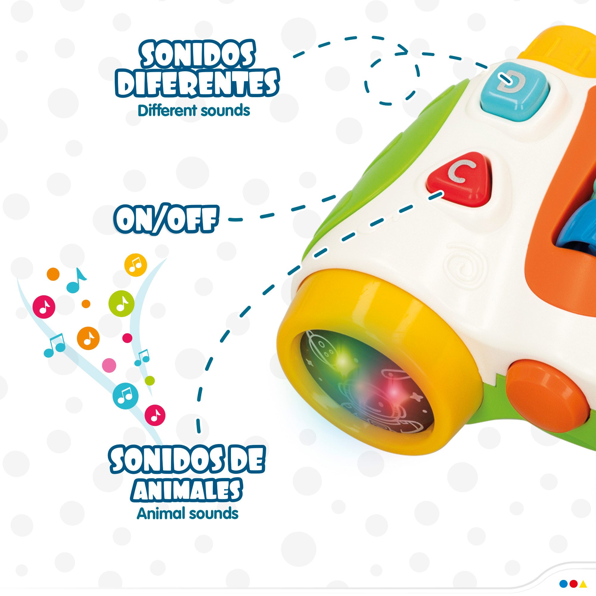 Prismáticos infantiles con sonidos y luces C'baby