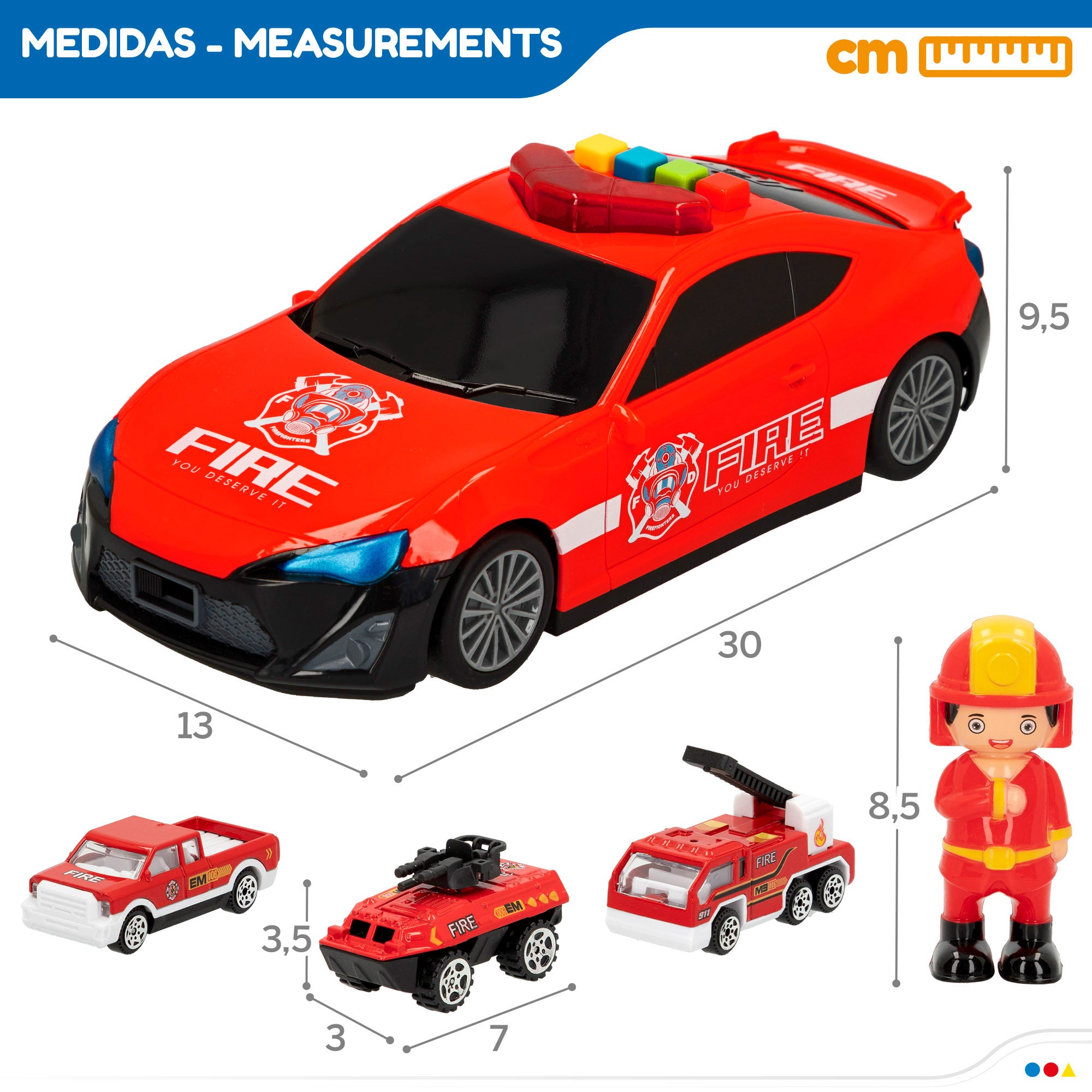 Camião de bombeiros Speed ​​​​&amp; Go com reboque para automóveis
