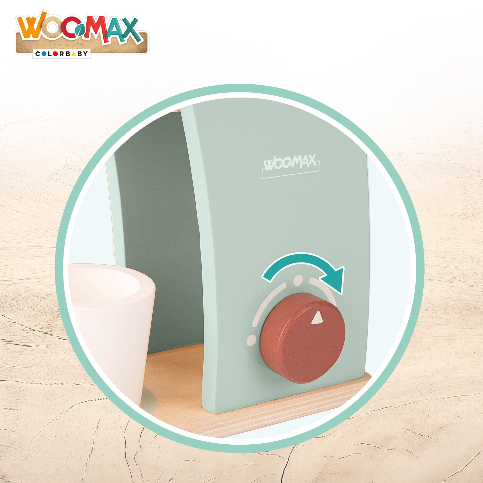 Cafeteira de brinquedo em madeira WOOMAX com acessórios