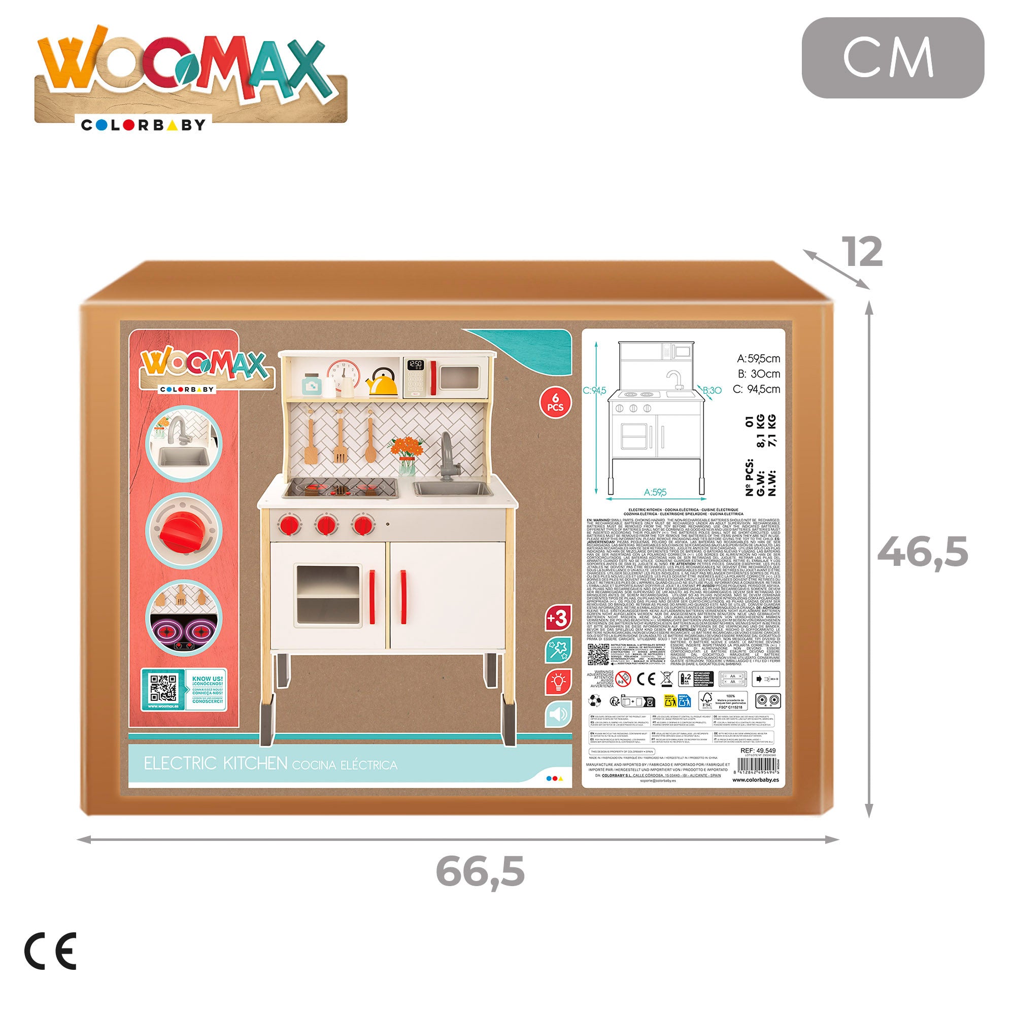 WOOMAX Cocina de madera eléctrica