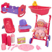 Set muñeca bebé de 20 cm con ropita y accesorios Colorbaby's