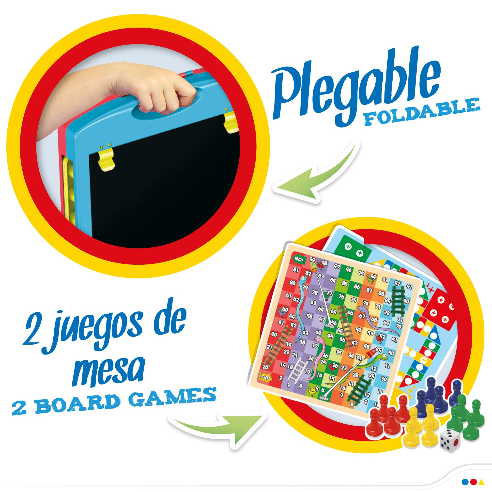 Pizzara doble cara con tizas, rotuladores y 2 juegos de mesa Good Idea!