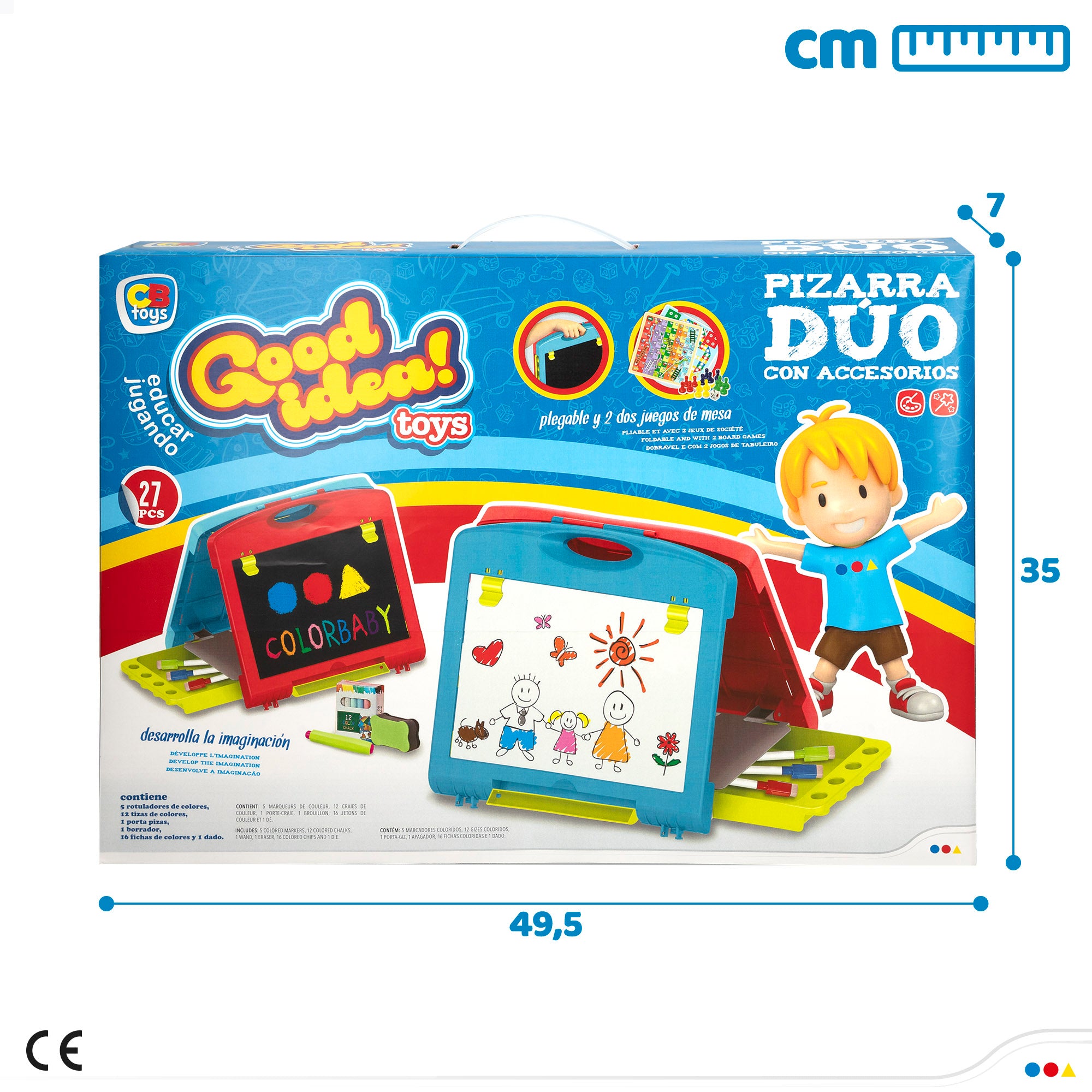 Pizzara doble cara con tizas, rotuladores y 2 juegos de mesa Good Idea!