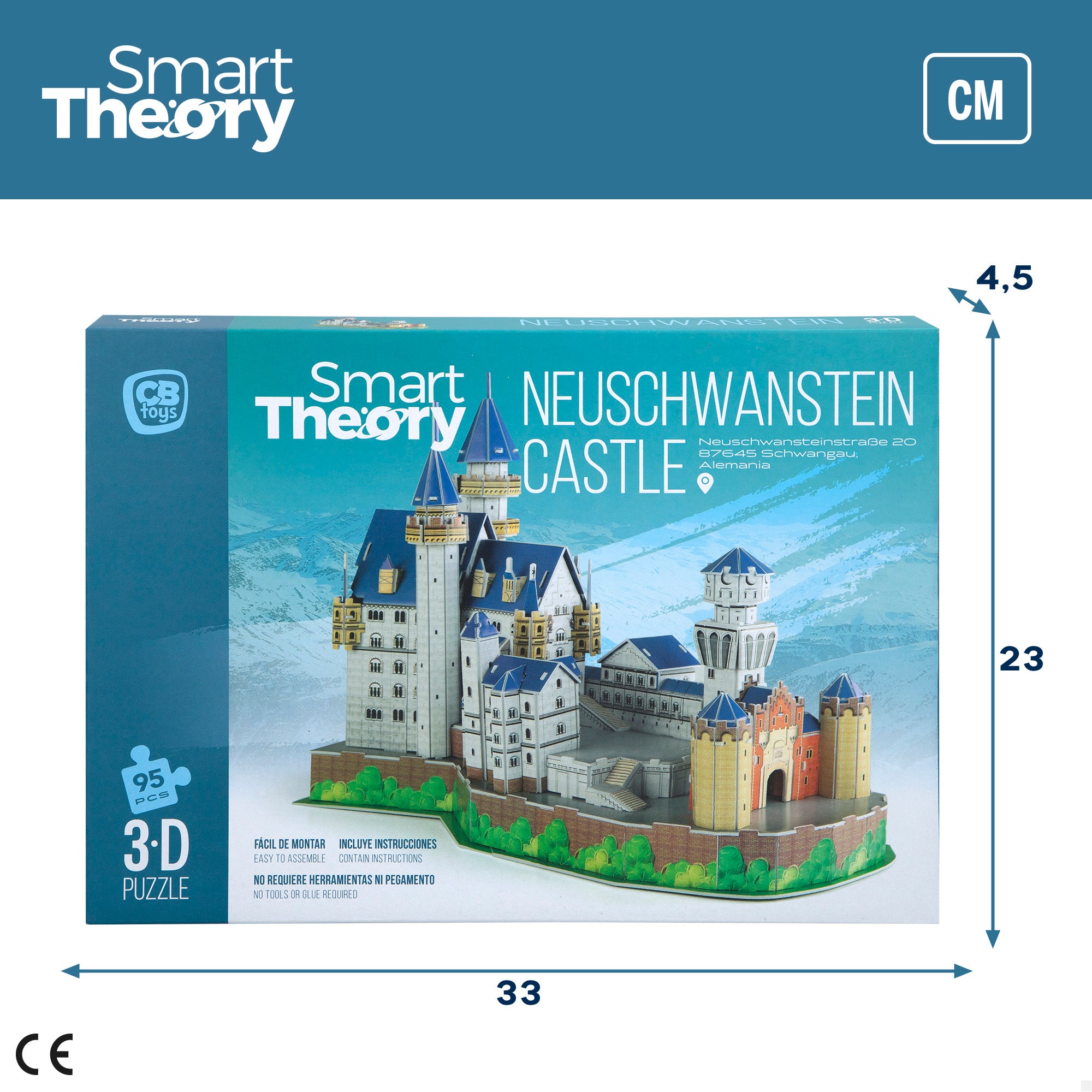 Puzzle 3D do Castelo de Neuschwanstein com 95 peças - Smart Theory