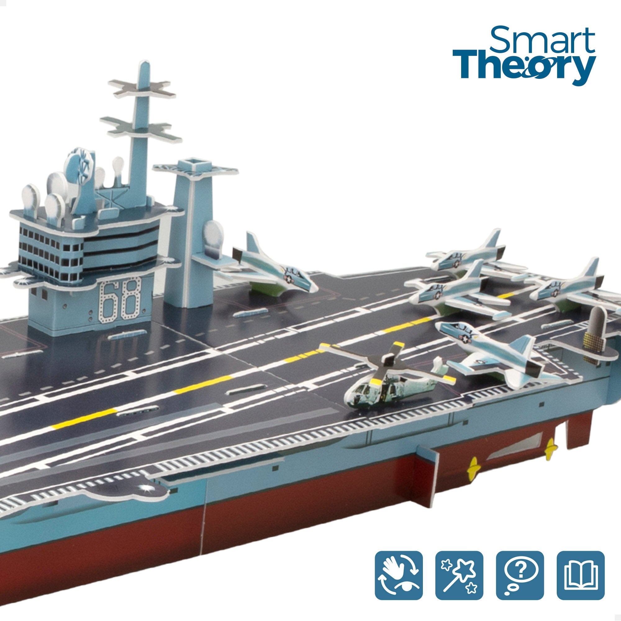 Puzzle 3D do porta-aviões Nimitz da Marinha dos EUA, 67 peças, Smart Theory